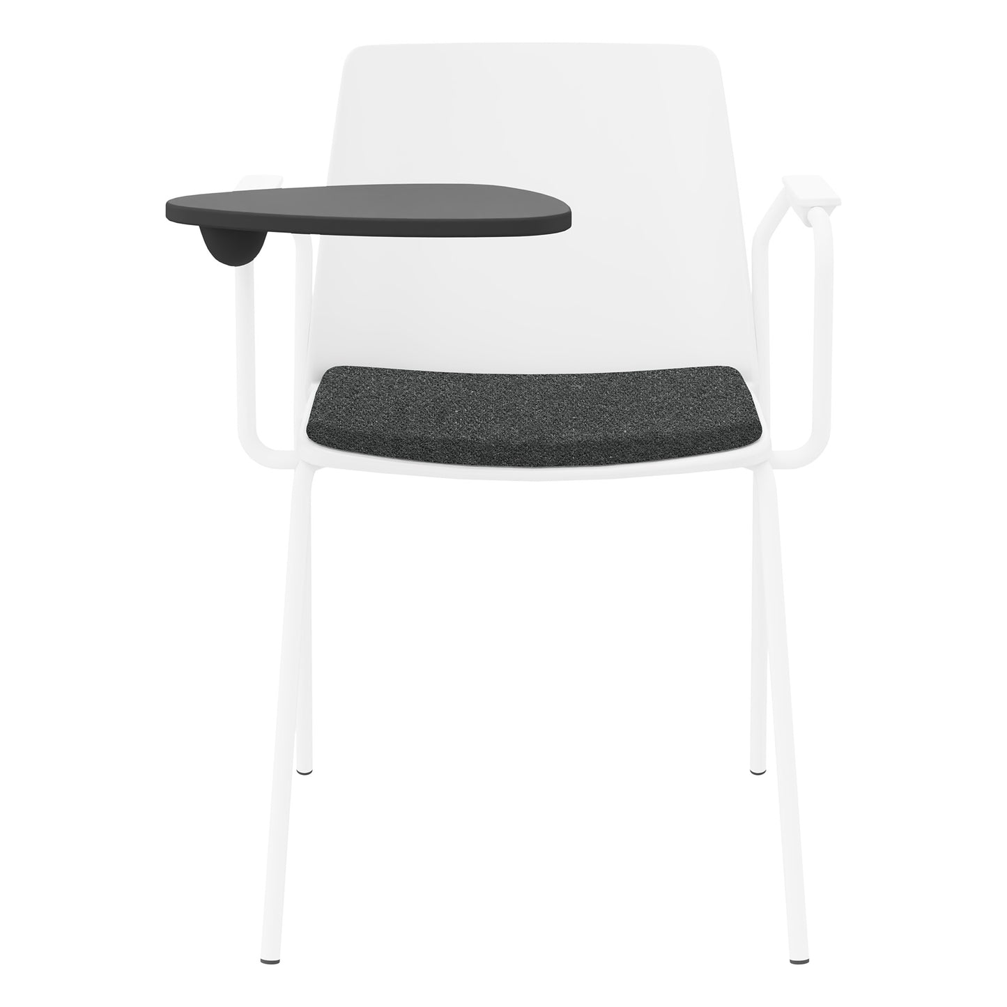 POLYTONE-L Chaise visiteur et de conférence avec tablette rabattable, couleur blanc
