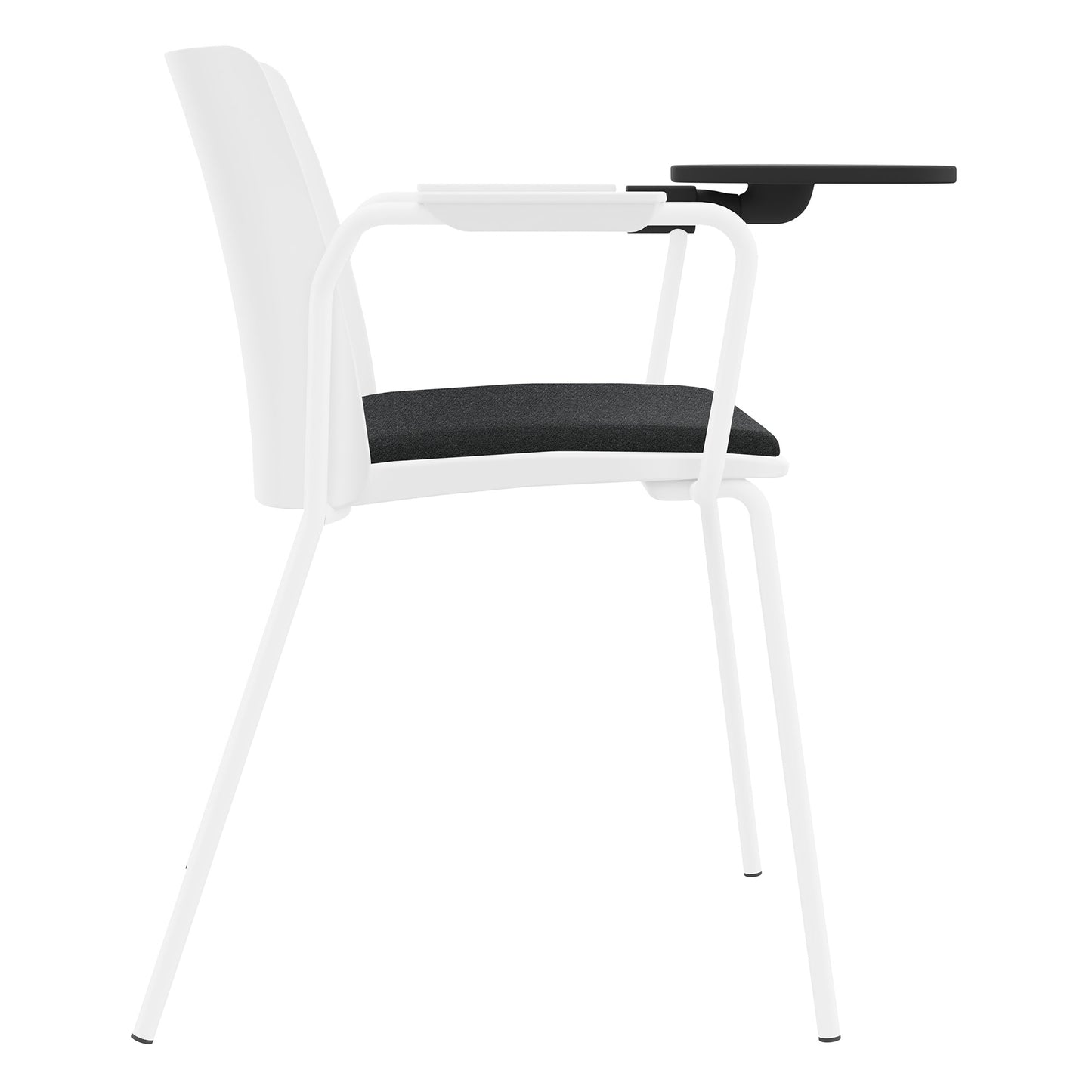 POLYTONE-L Chaise visiteur et de conférence avec tablette rabattable, couleur blanc