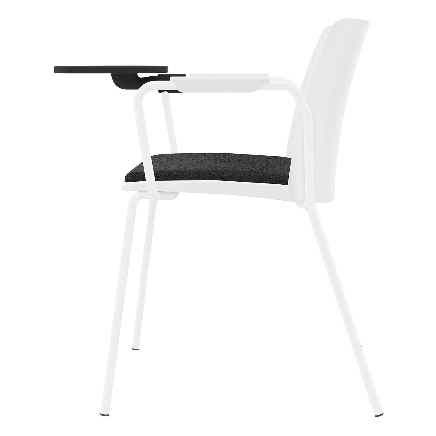 POLYTONE-L Chaise visiteur et de conférence avec tablette rabattable, couleur blanc