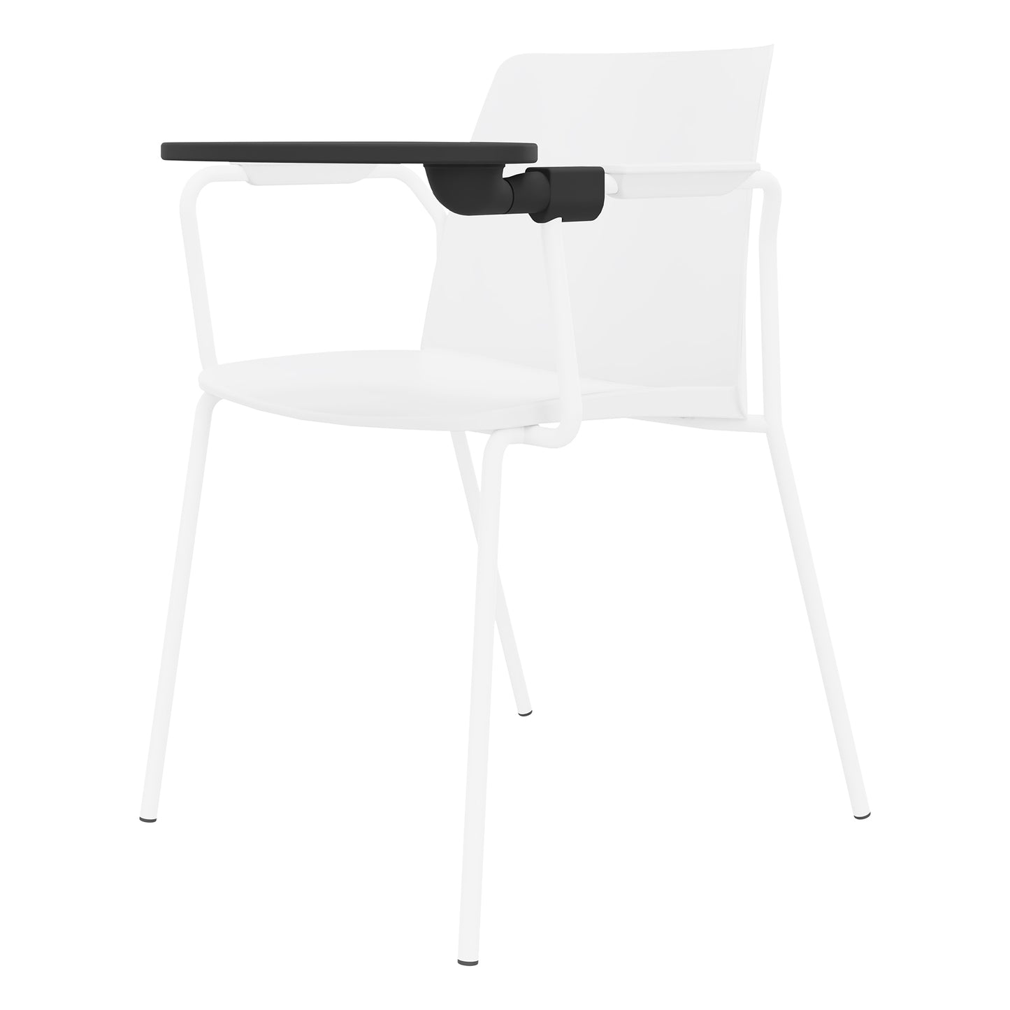 POLYTONE-L Chaise visiteur et de conférence avec tablette rabattable, couleur blanc