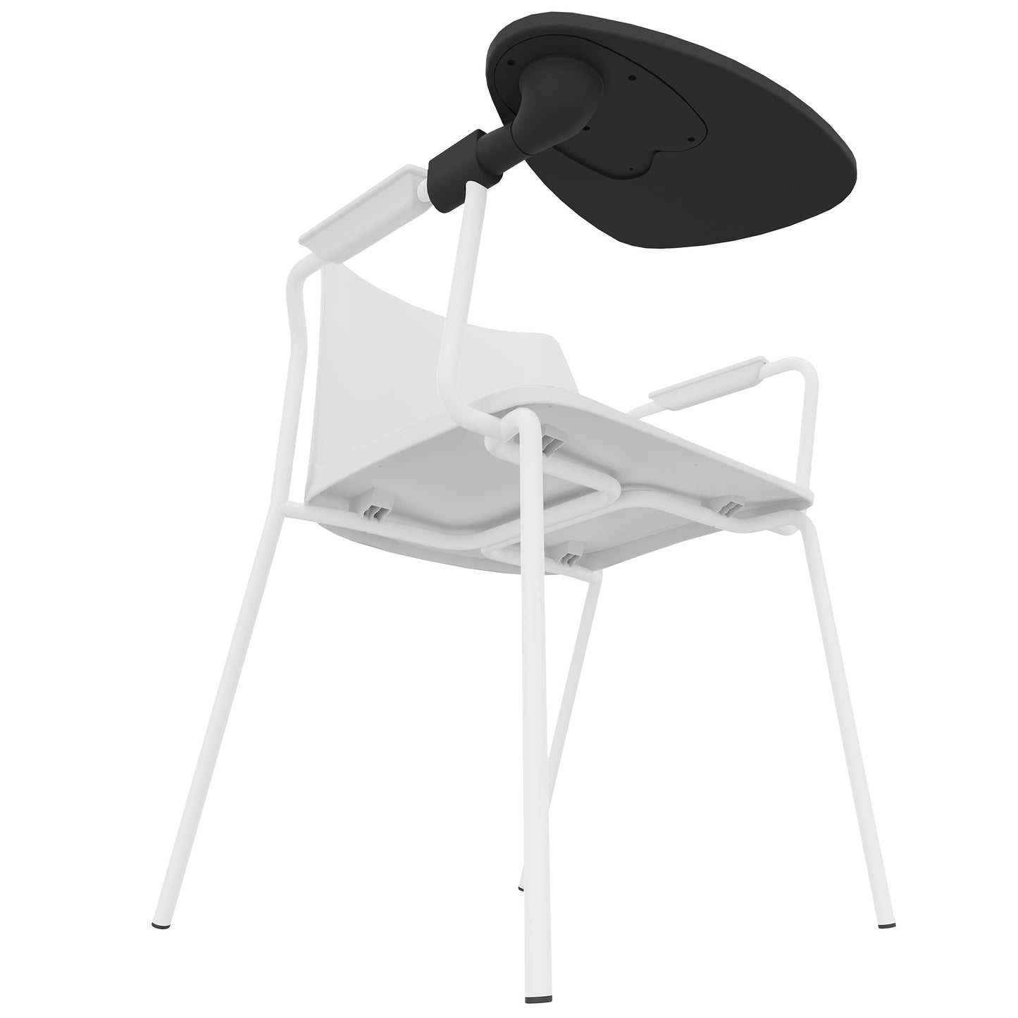 POLYTONE-L Chaise visiteur et de conférence avec tablette rabattable, couleur blanc