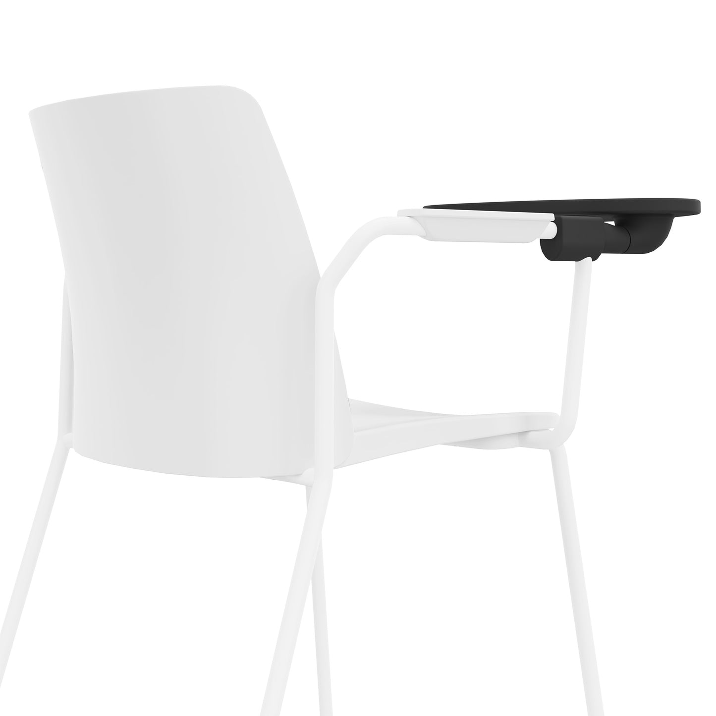 POLYTONE-L Chaise visiteur et de conférence avec tablette rabattable, couleur blanc