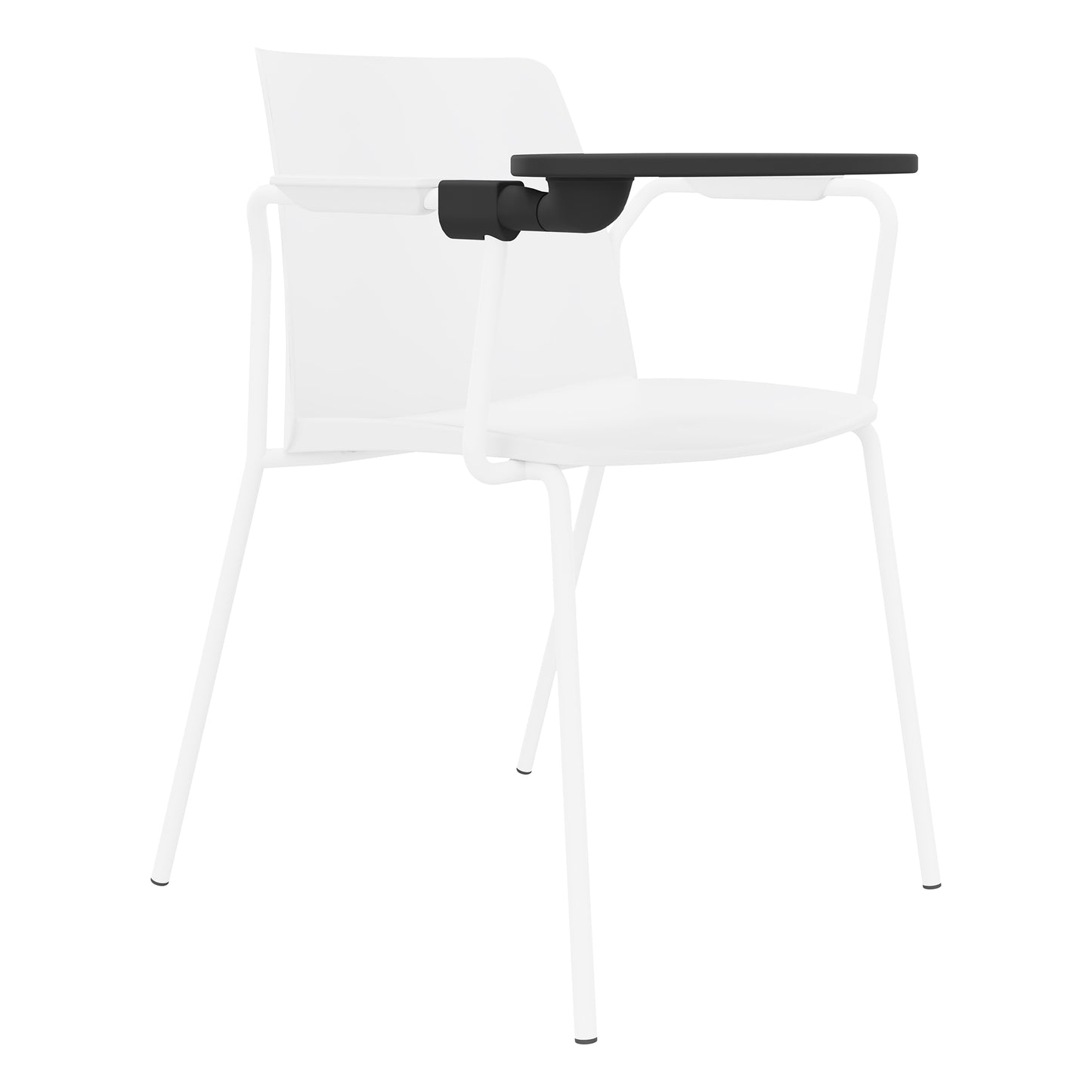 POLYTONE-L Chaise visiteur et de conférence avec tablette rabattable, couleur blanc