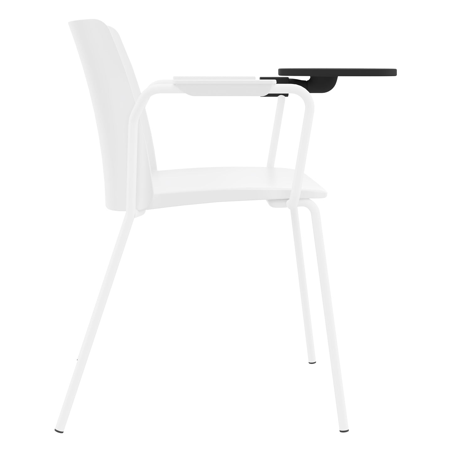POLYTONE-L Chaise visiteur et de conférence avec tablette rabattable, couleur blanc