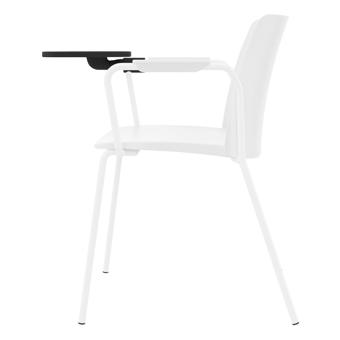 POLYTONE-L Chaise visiteur et de conférence avec tablette rabattable, couleur blanc