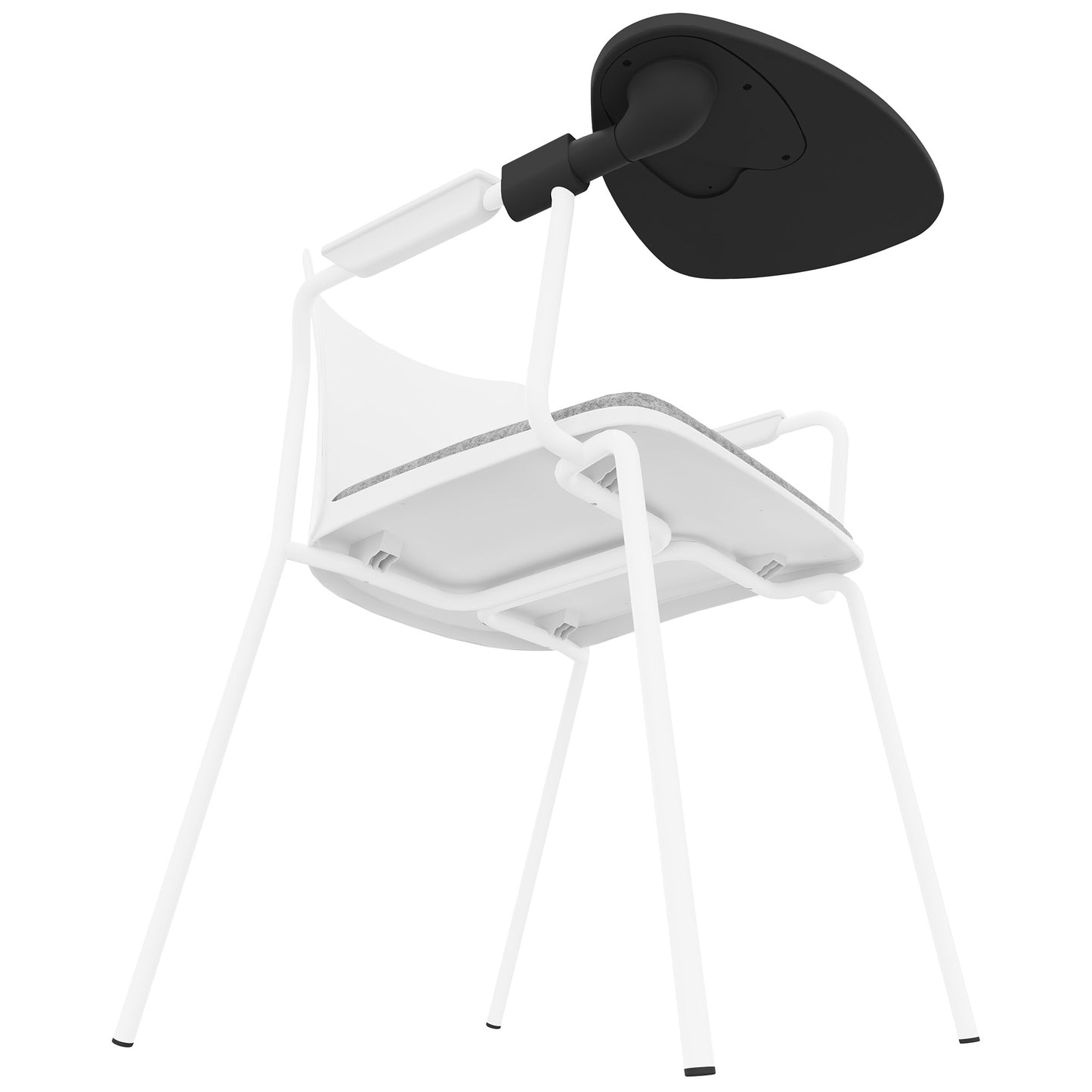 POLYTONE-L Chaise visiteur et de conférence avec tablette rabattable, couleur blanc
