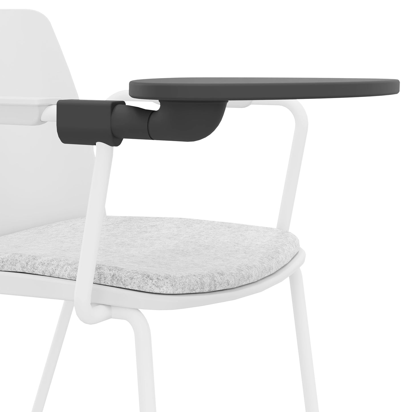 POLYTONE-L Chaise visiteur et de conférence avec tablette rabattable, couleur blanc