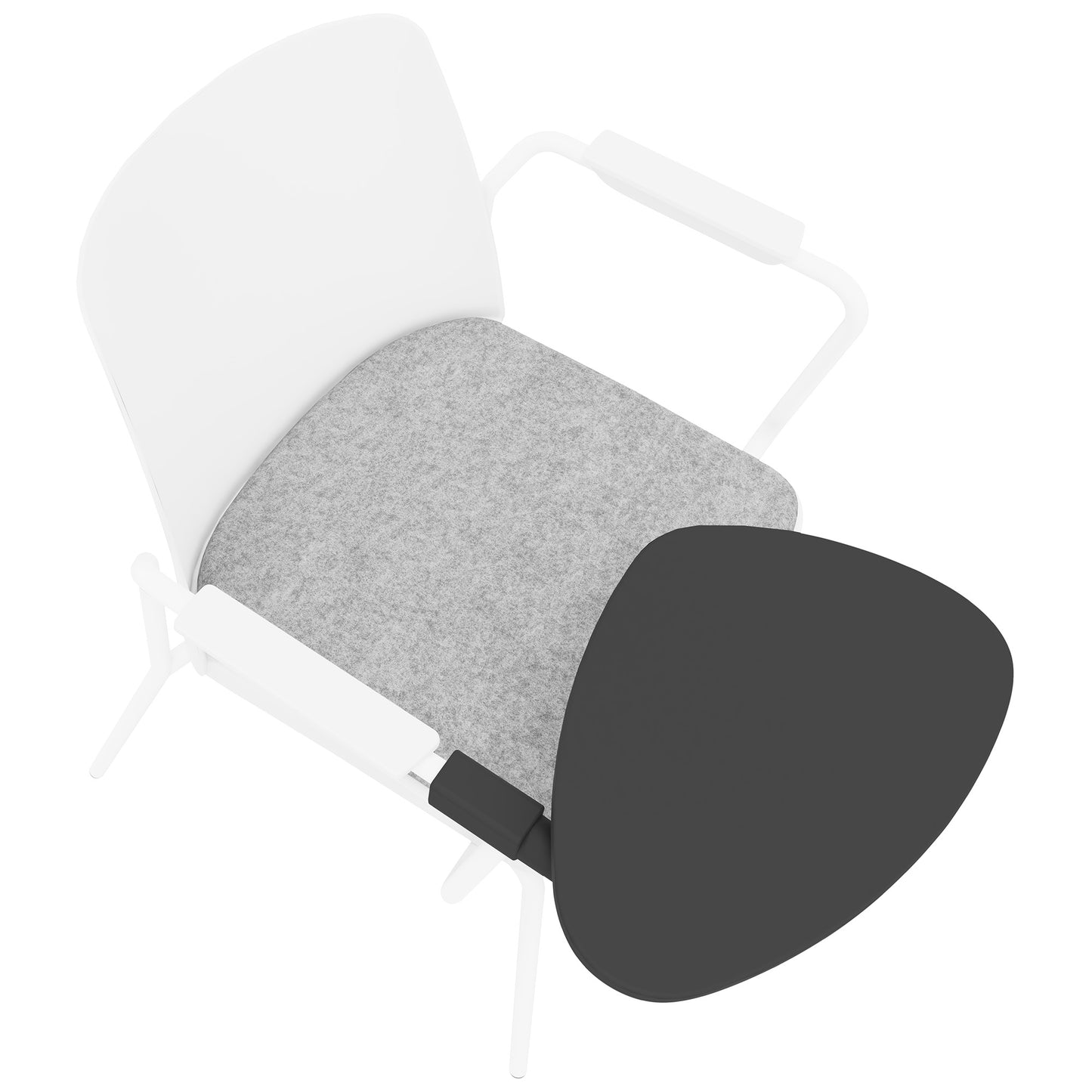 POLYTONE-L Chaise visiteur et de conférence avec tablette rabattable, couleur blanc