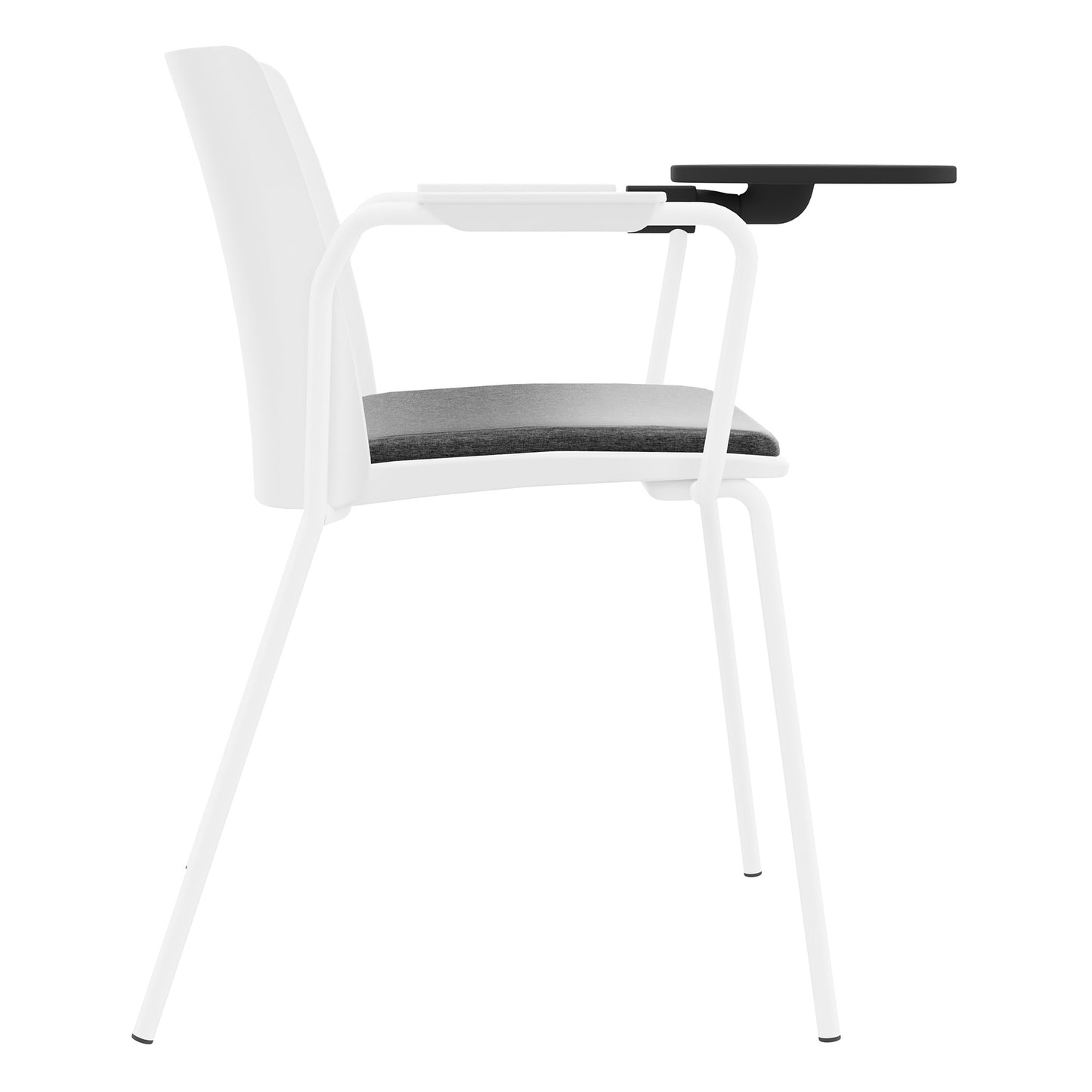 POLYTONE-L Chaise visiteur et de conférence avec tablette rabattable, couleur blanc