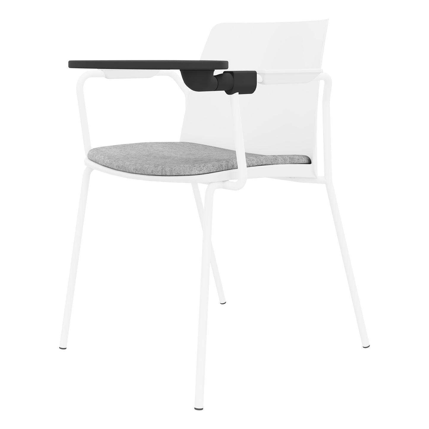 POLYTONE-L Chaise visiteur et de conférence avec tablette rabattable, couleur blanc
