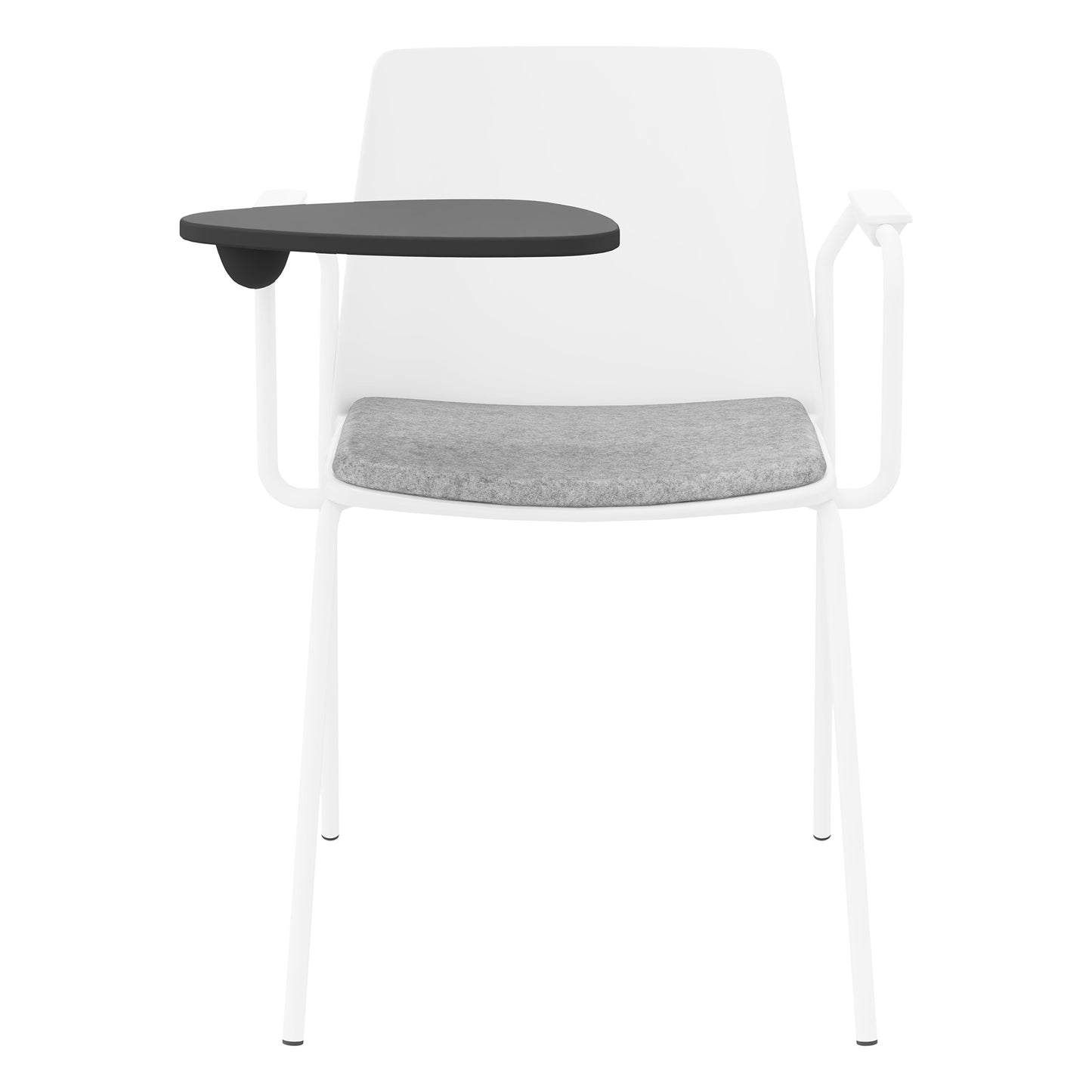 POLYTONE-L Chaise visiteur et de conférence avec tablette rabattable, couleur blanc