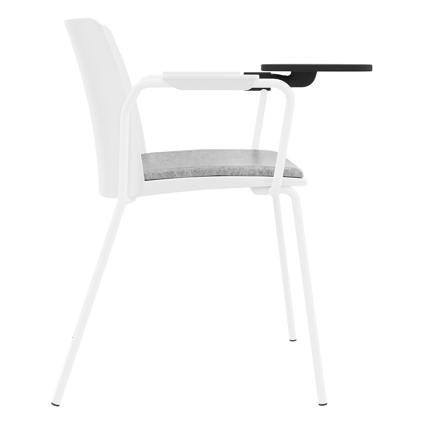 POLYTONE-L Chaise visiteur et de conférence avec tablette rabattable, couleur blanc