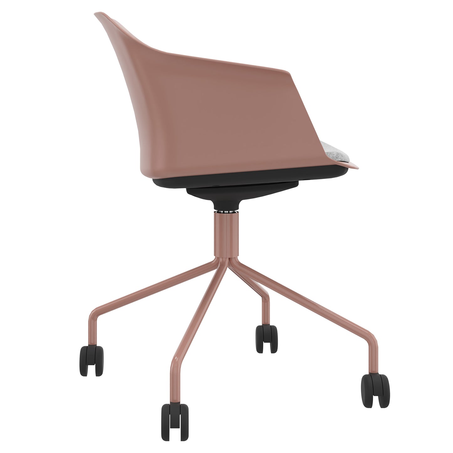 POLYTONE-C Besucher- und Konferenzstuhl rollbar | Pyramiden-Gestell, Farbe Altrosa