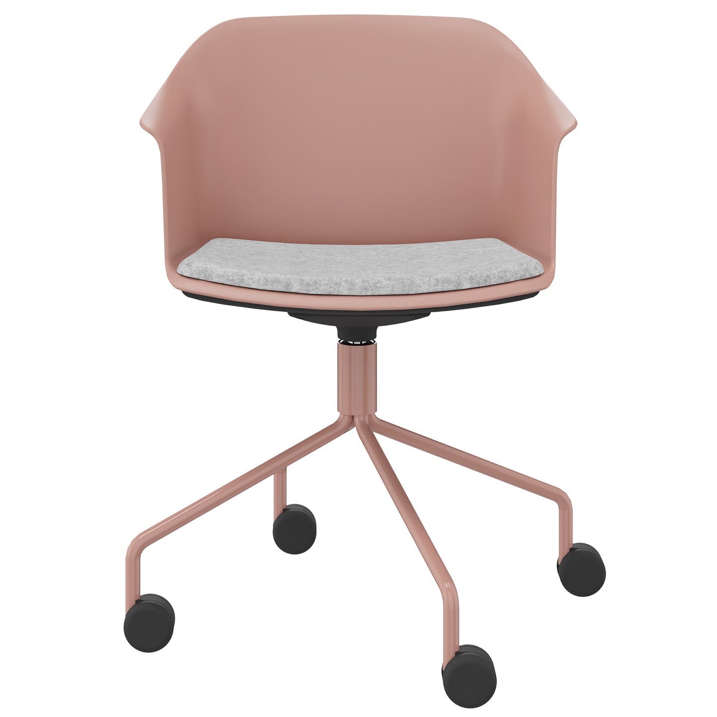 POLYTONE-C Besucher- und Konferenzstuhl rollbar | Pyramiden-Gestell, Farbe Altrosa