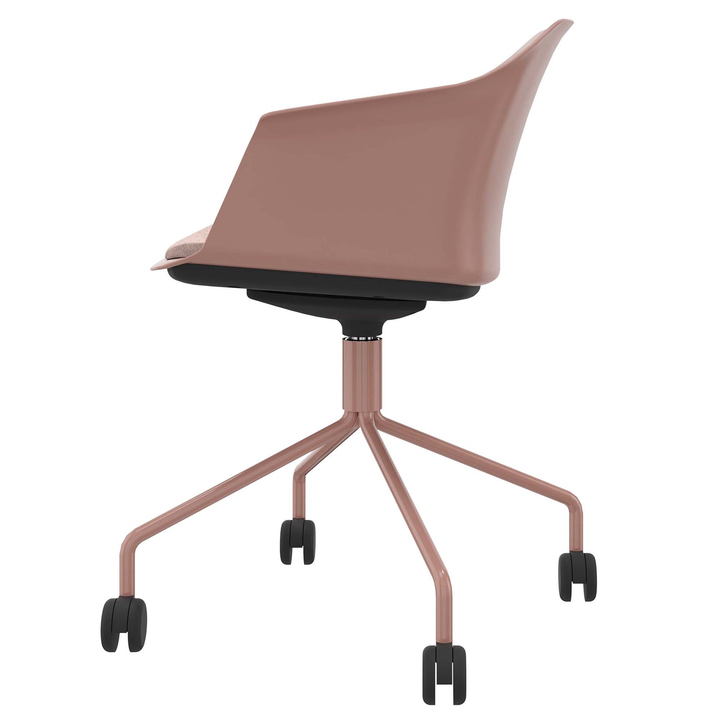 POLYTONE-C Besucher- und Konferenzstuhl rollbar | Pyramiden-Gestell, Farbe Altrosa