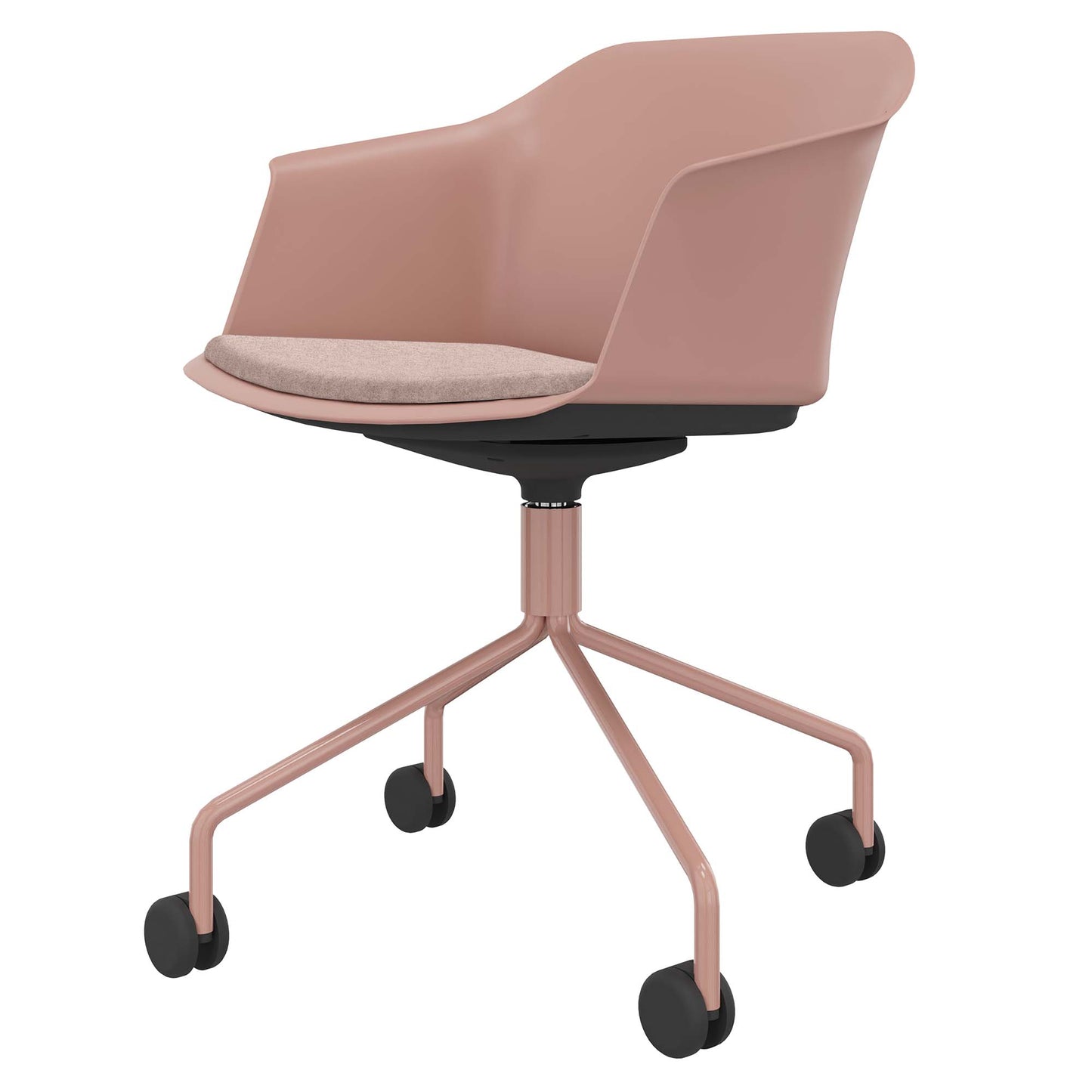 POLYTONE-C Besucher- und Konferenzstuhl rollbar | Pyramiden-Gestell, Farbe Altrosa