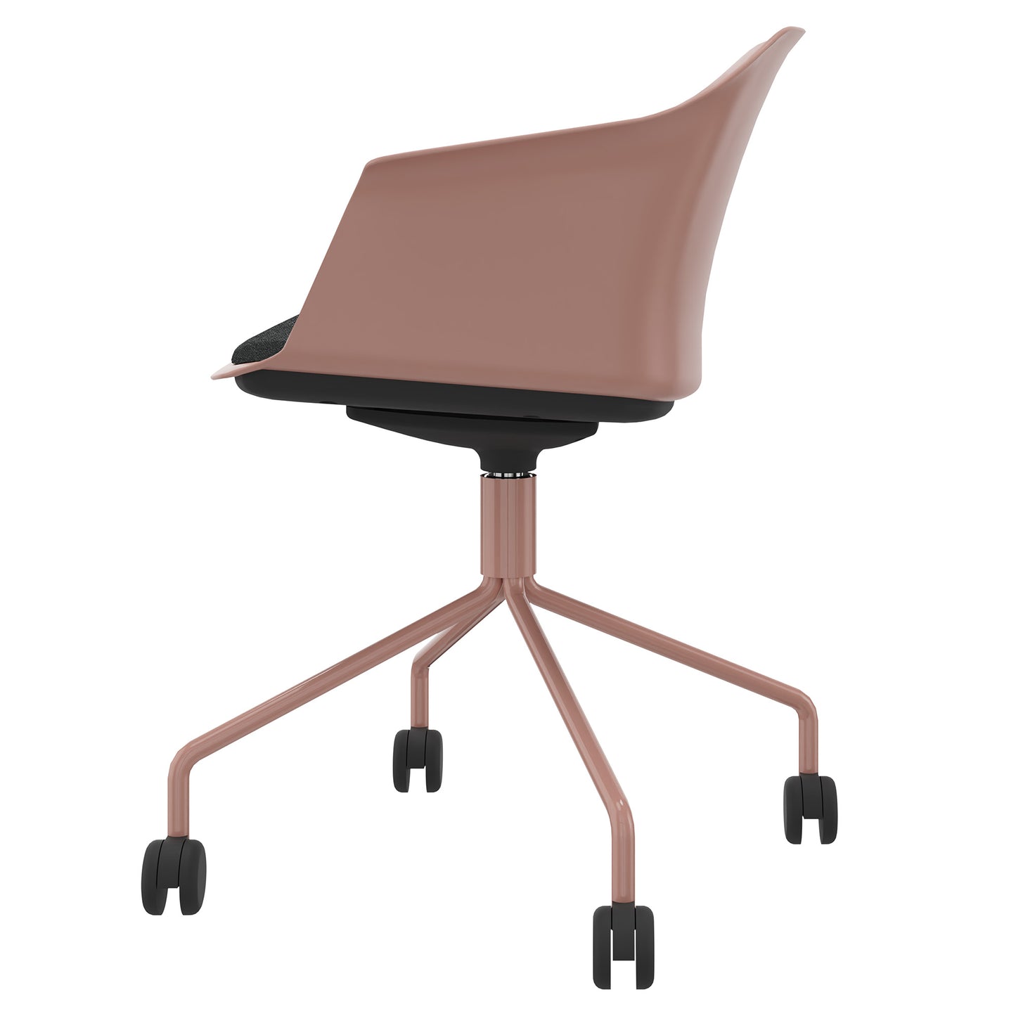 POLYTONE-C Besucher- und Konferenzstuhl rollbar | Pyramiden-Gestell, Farbe Altrosa