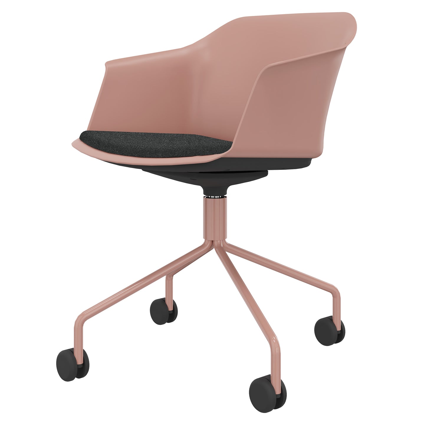 POLYTONE-C Besucher- und Konferenzstuhl rollbar | Pyramiden-Gestell, Farbe Altrosa