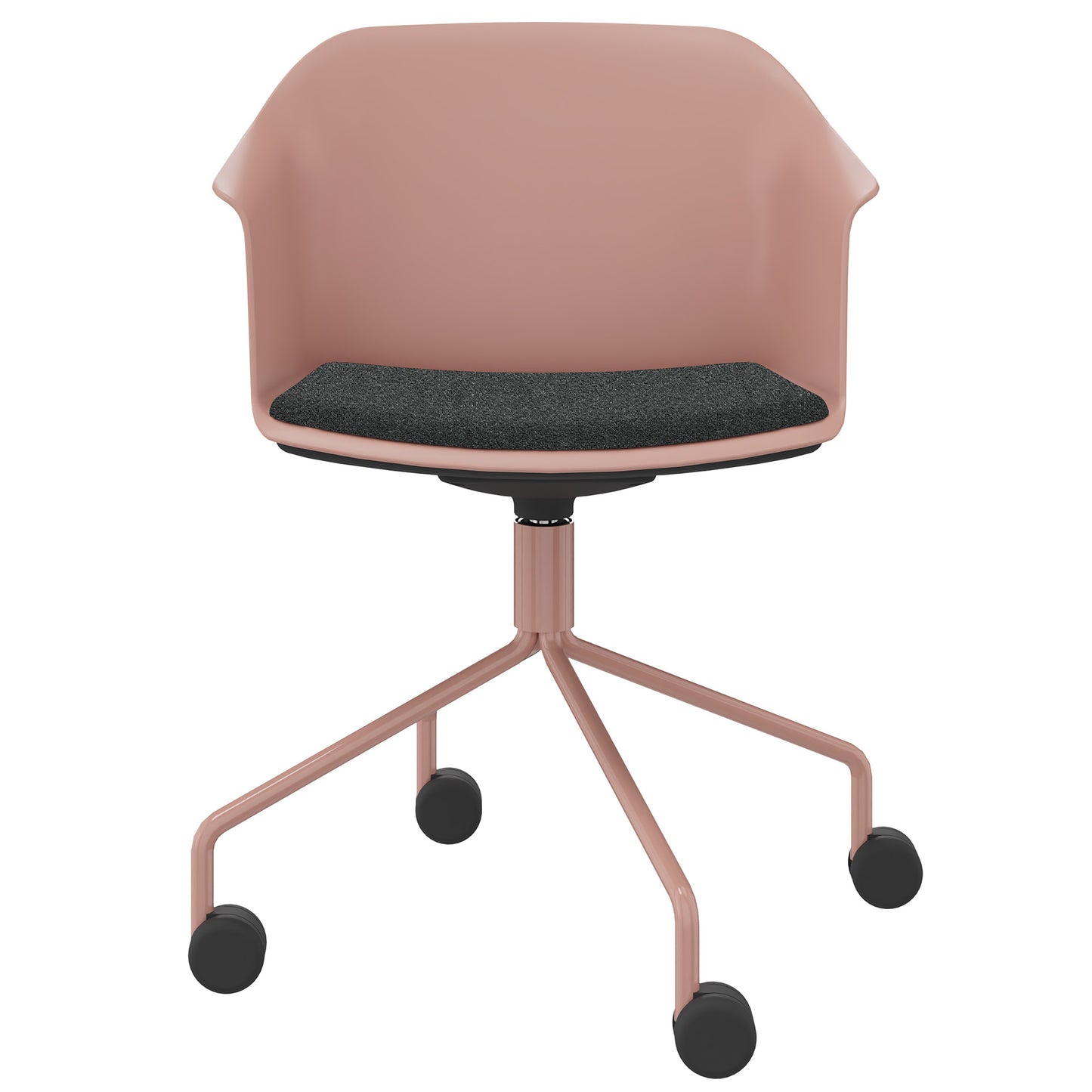 POLYTONE-C Besucher- und Konferenzstuhl rollbar | Pyramiden-Gestell, Farbe Altrosa