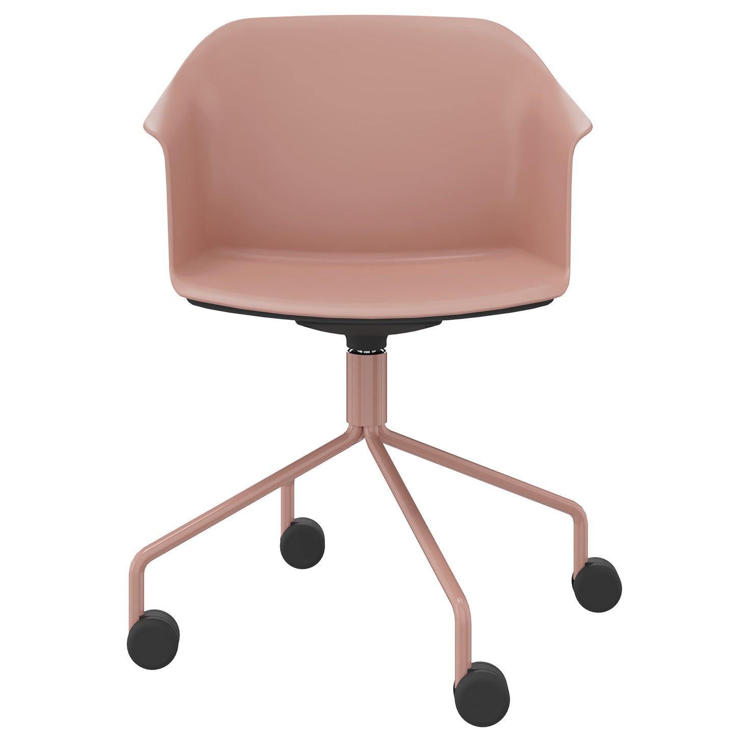 POLYTONE-C Besucher- und Konferenzstuhl rollbar | Pyramiden-Gestell, Farbe Altrosa