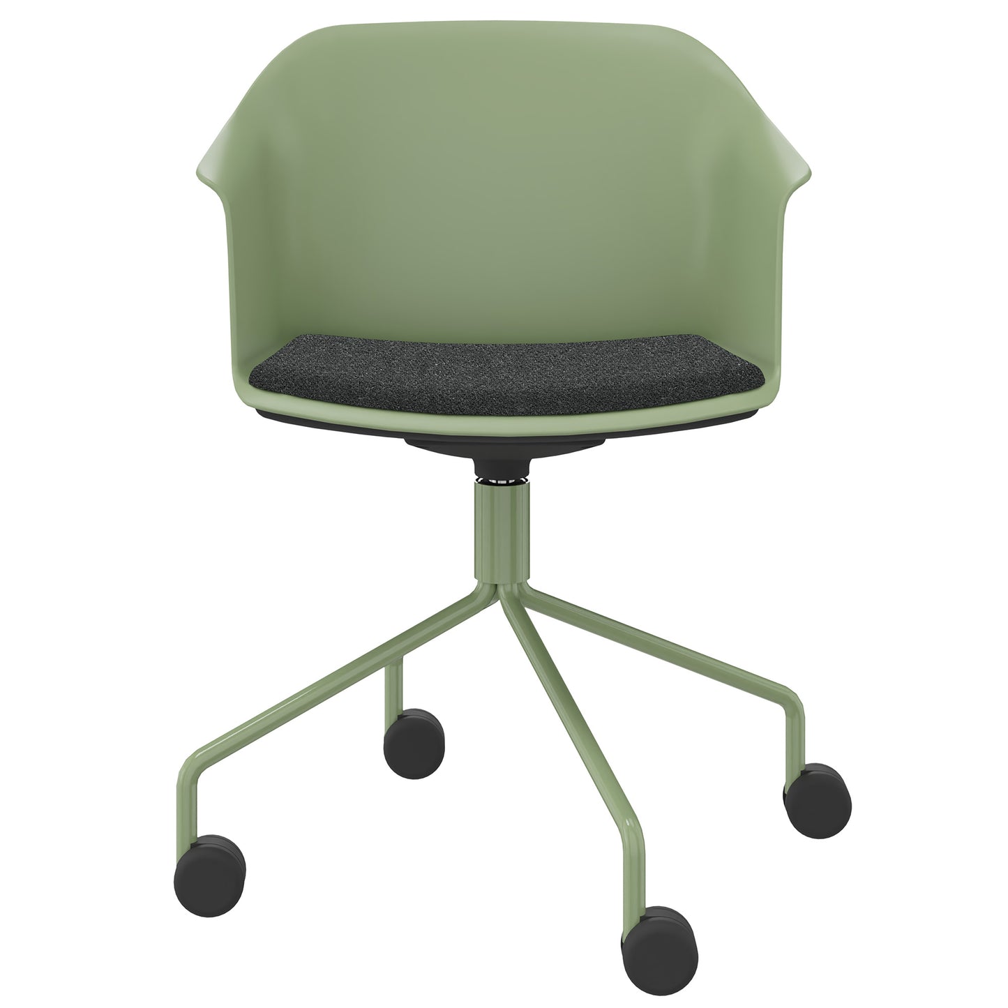 POLYTONE-C Besucher- und Konferenzstuhl rollbar | Pyramiden-Gestell, Farbe Avocadogrün