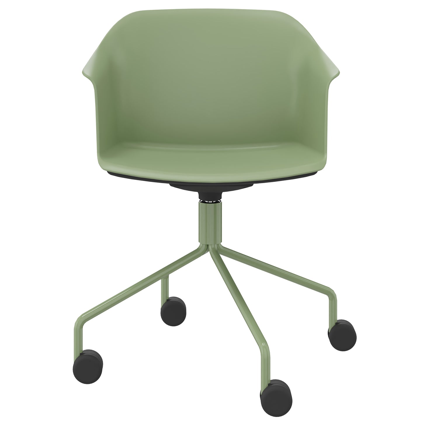POLYTONE-C Besucher- und Konferenzstuhl rollbar | Pyramiden-Gestell, Farbe Avocadogrün