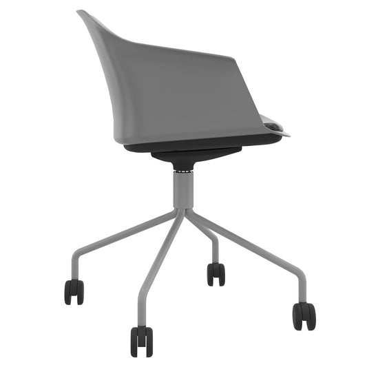 POLYTONE-C Besucher- und Konferenzstuhl rollbar | Pyramiden-Gestell, Farbe Grau