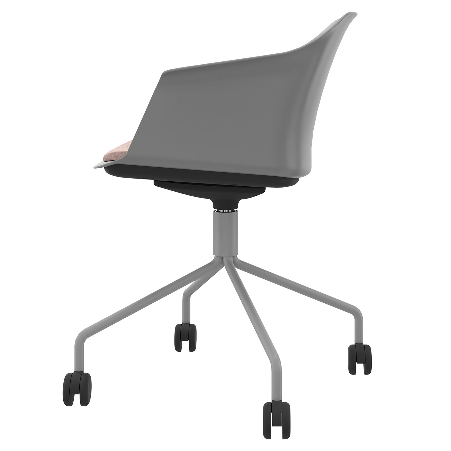 POLYTONE-C Besucher- und Konferenzstuhl rollbar | Pyramiden-Gestell, Farbe Grau