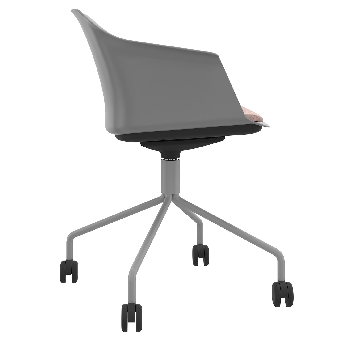 POLYTONE-C Besucher- und Konferenzstuhl rollbar | Pyramiden-Gestell, Farbe Grau