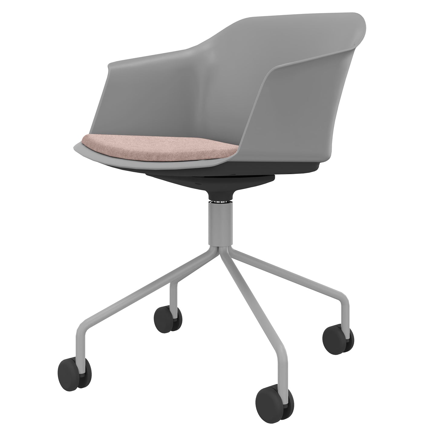 POLYTONE-C Besucher- und Konferenzstuhl rollbar | Pyramiden-Gestell, Farbe Grau