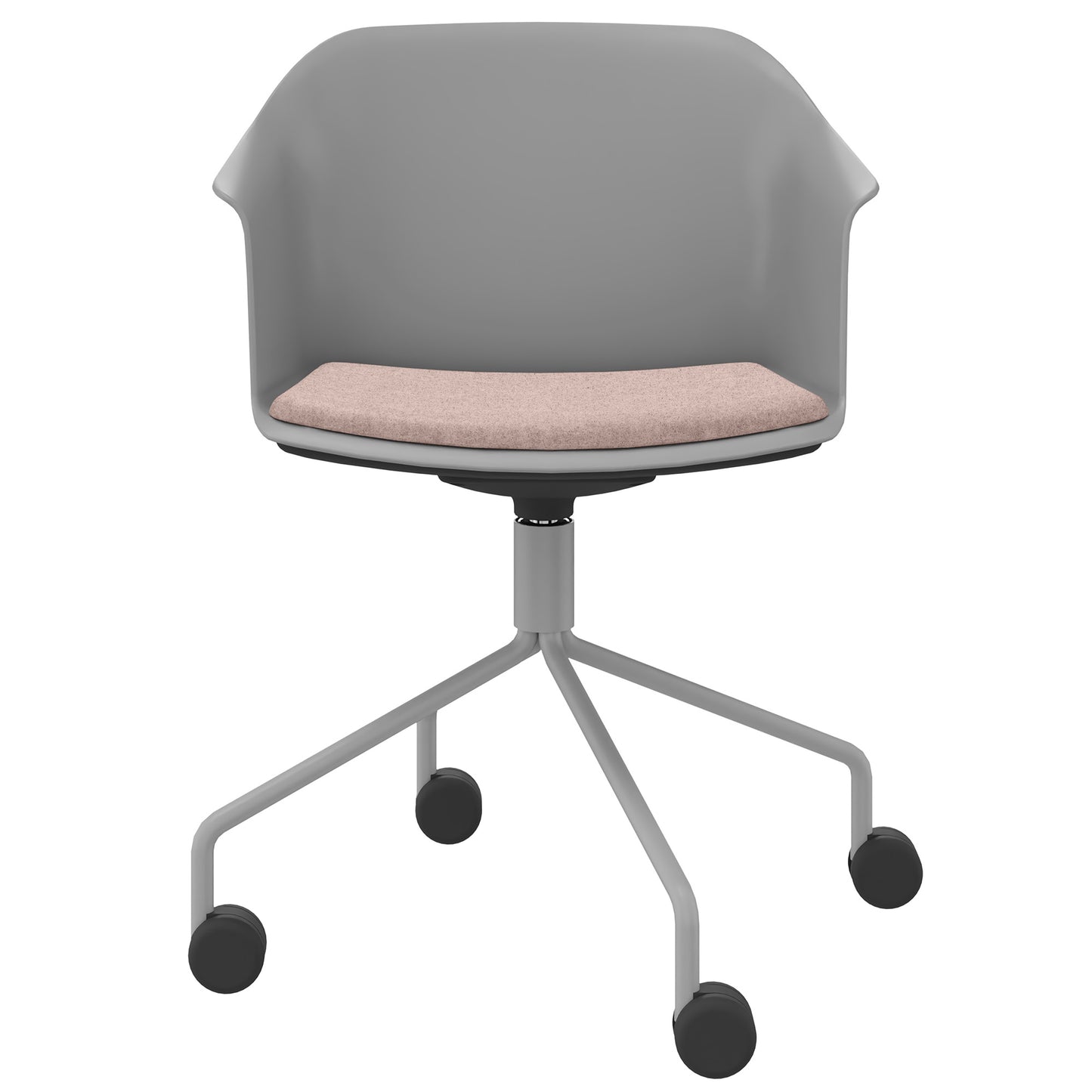POLYTONE-C Besucher- und Konferenzstuhl rollbar | Pyramiden-Gestell, Farbe Grau