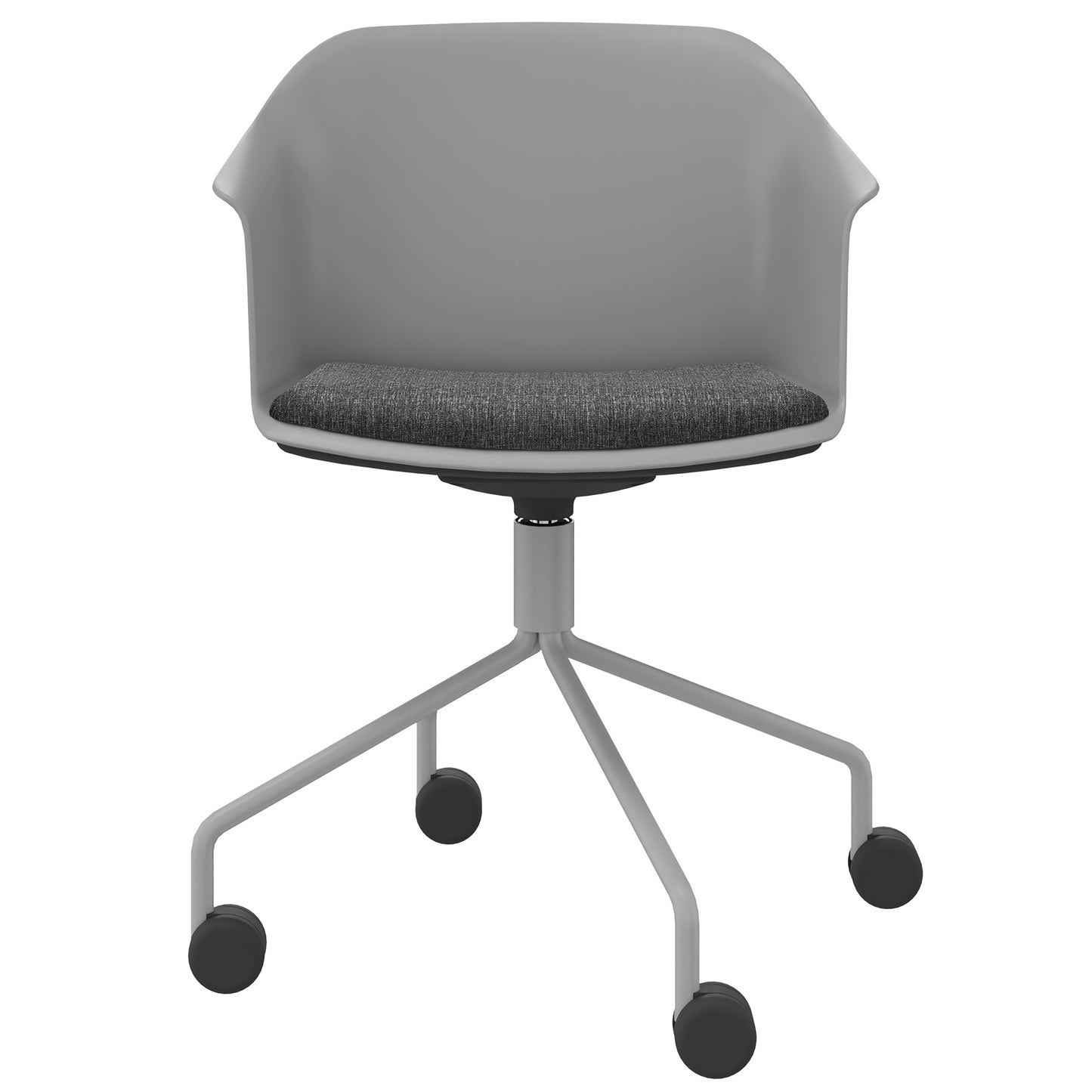 POLYTONE-C Besucher- und Konferenzstuhl rollbar | Pyramiden-Gestell, Farbe Grau