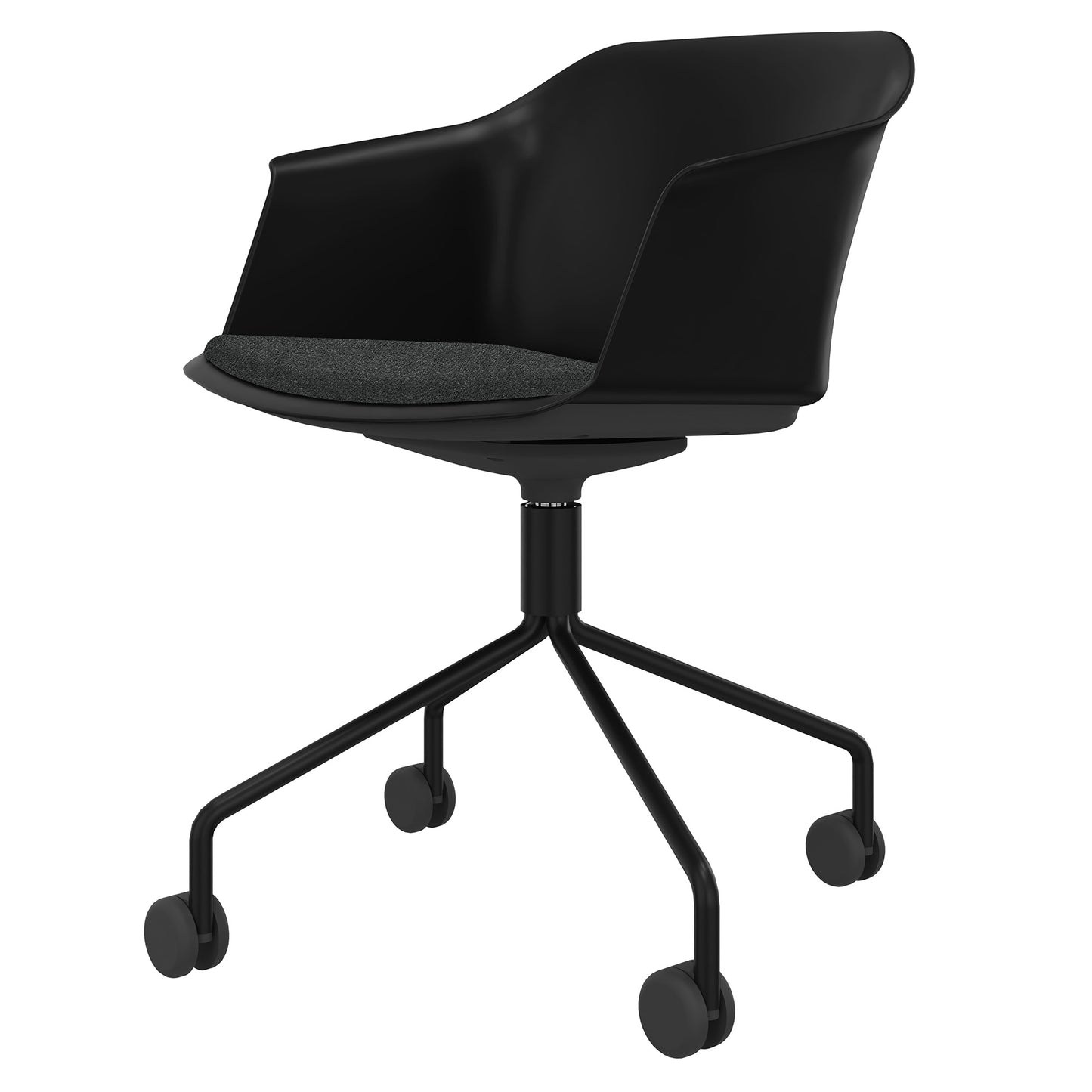 POLYTONE-C Besucher- und Konferenzstuhl rollbar | Pyramiden-Gestell, Farbe Schwarz