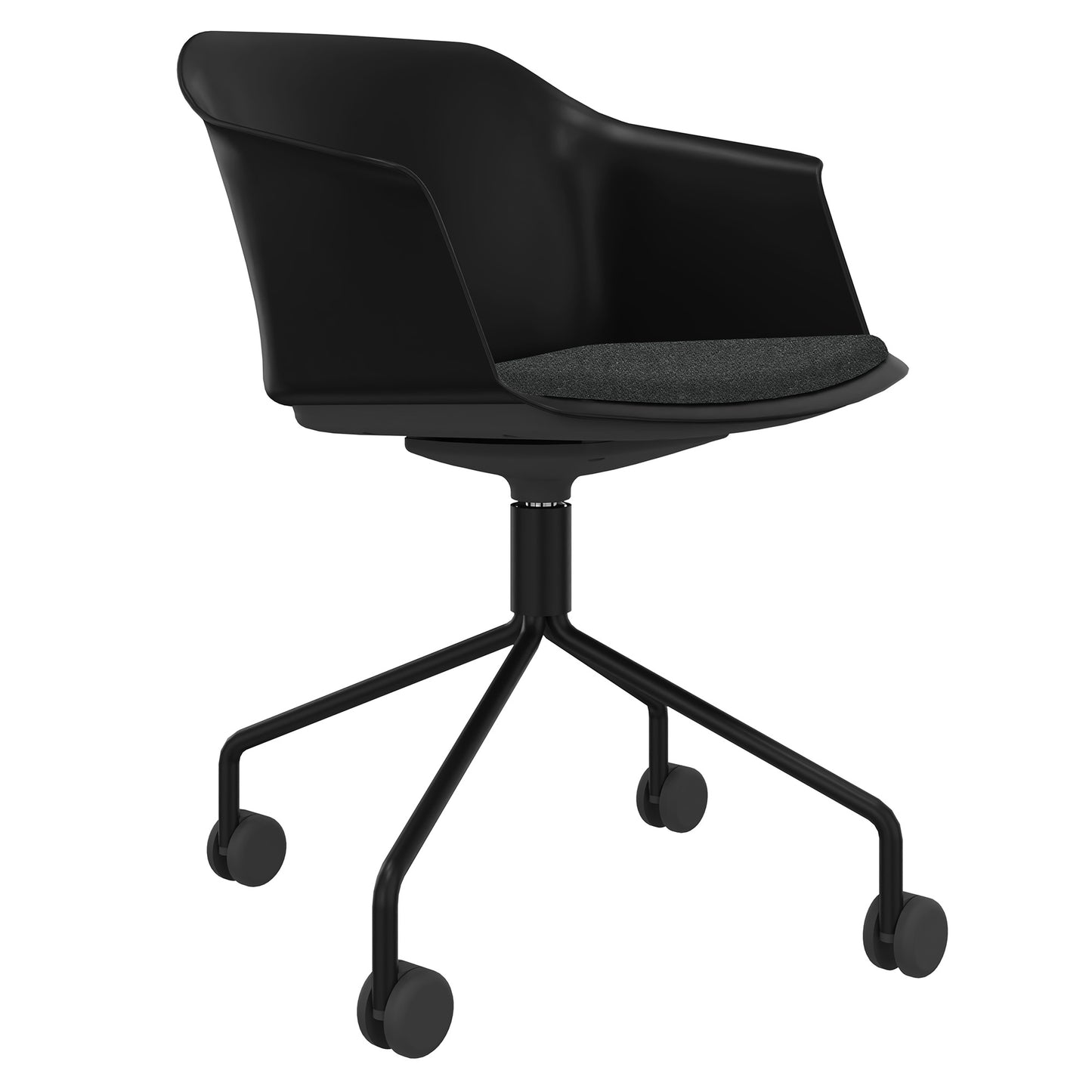 POLYTONE-C Besucher- und Konferenzstuhl rollbar | Pyramiden-Gestell, Farbe Schwarz