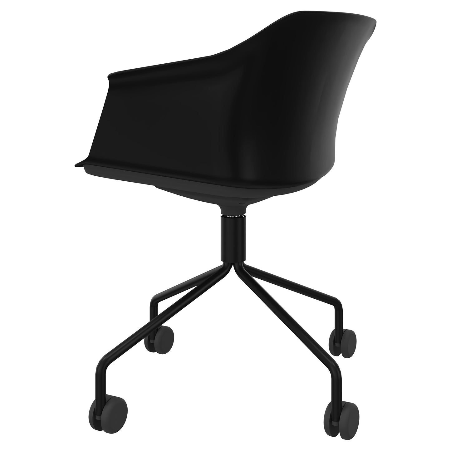 POLYTONE-C Besucher- und Konferenzstuhl rollbar | Pyramiden-Gestell, Farbe Schwarz