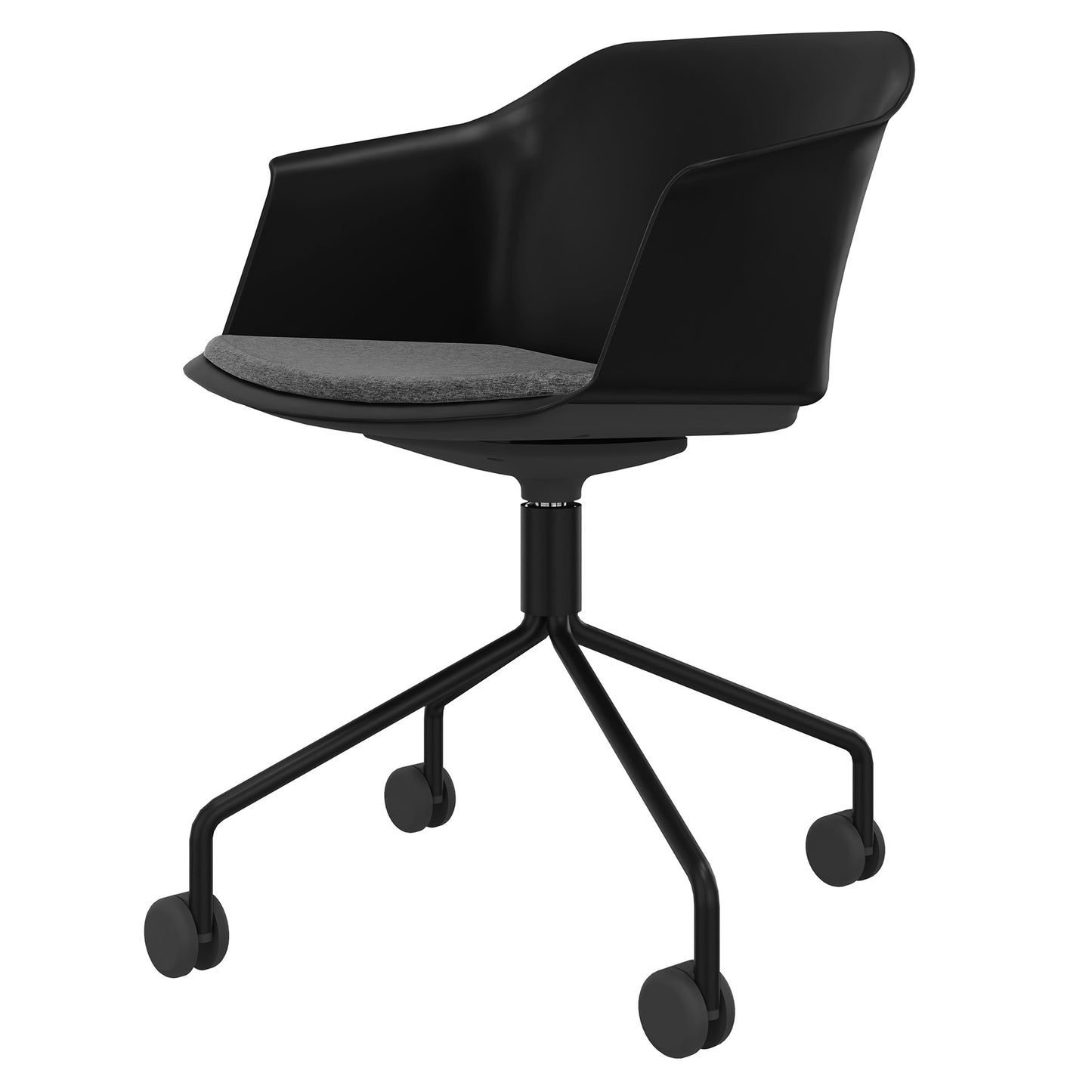 POLYTONE-C Besucher- und Konferenzstuhl rollbar | Pyramiden-Gestell, Farbe Schwarz