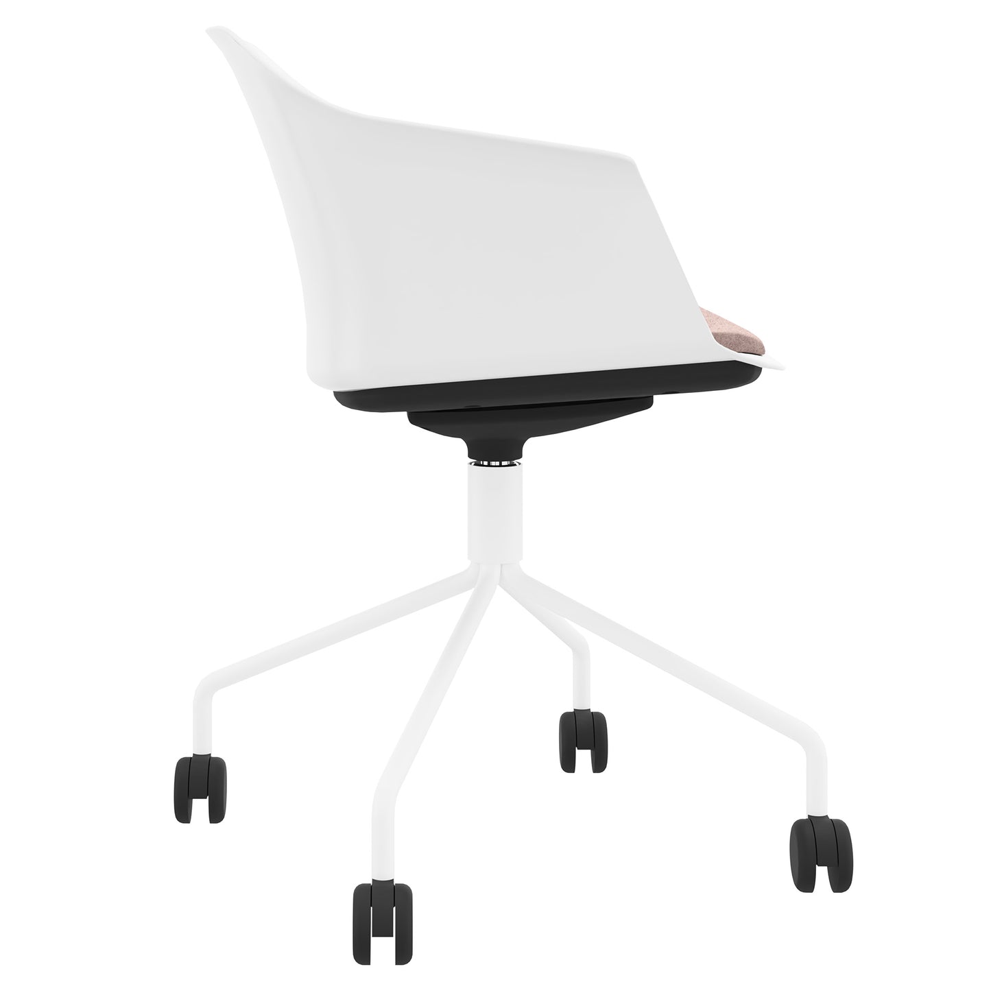 POLYTONE-C Besucher- und Konferenzstuhl rollbar | Pyramiden-Gestell, Farbe Weiß