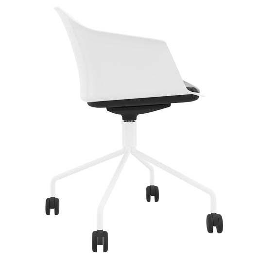 POLYTONE-C Besucher- und Konferenzstuhl rollbar | Pyramiden-Gestell, Farbe Weiß