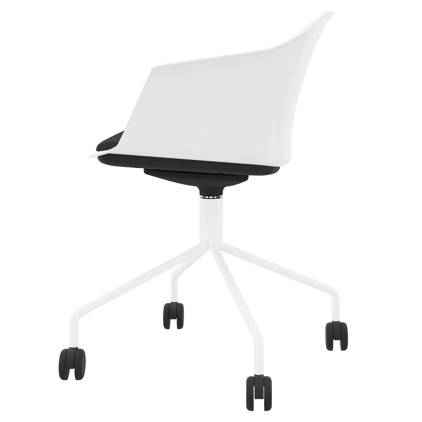 POLYTONE-C Besucher- und Konferenzstuhl rollbar | Pyramiden-Gestell, Farbe Weiß