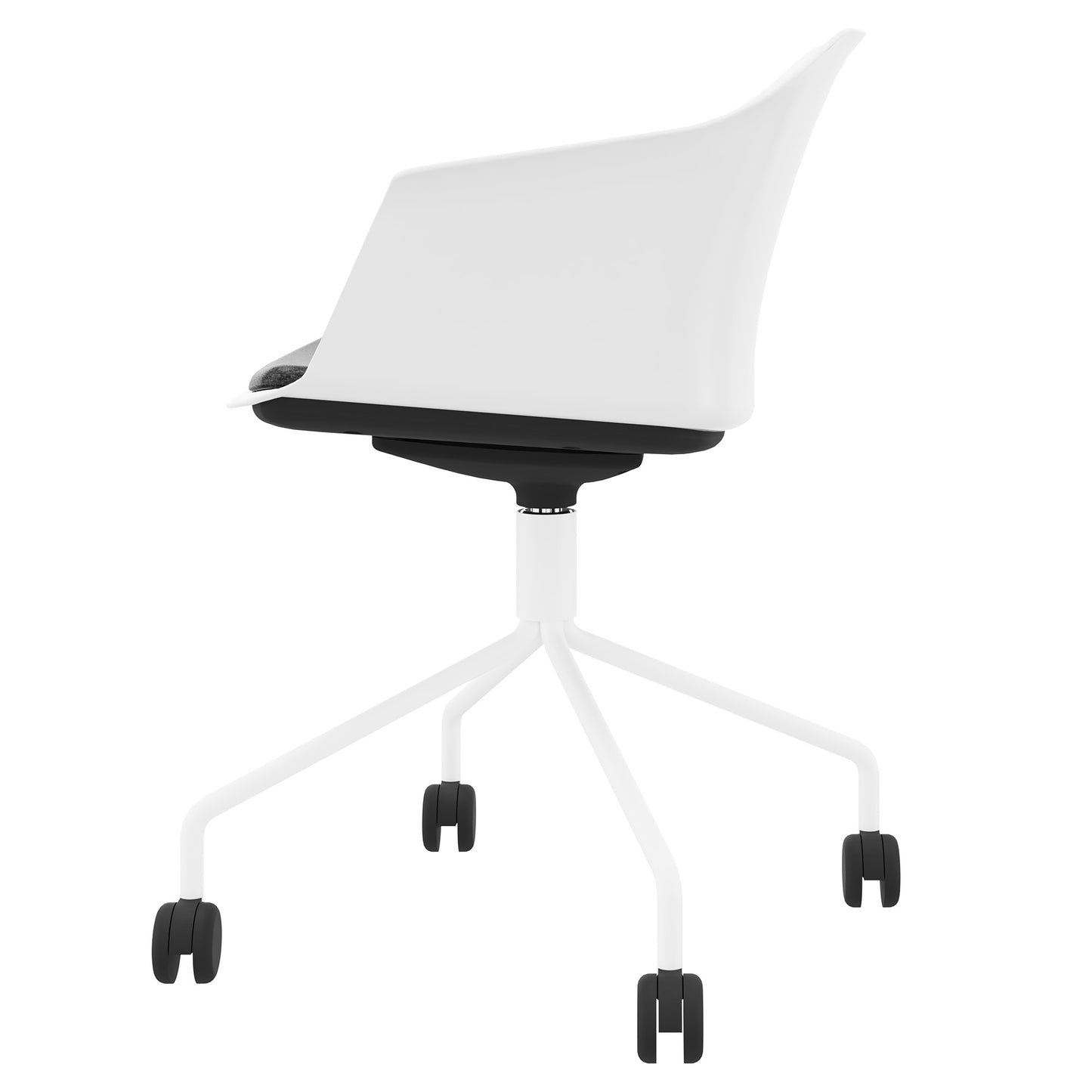 POLYTONE-C Besucher- und Konferenzstuhl rollbar | Pyramiden-Gestell, Farbe Weiß