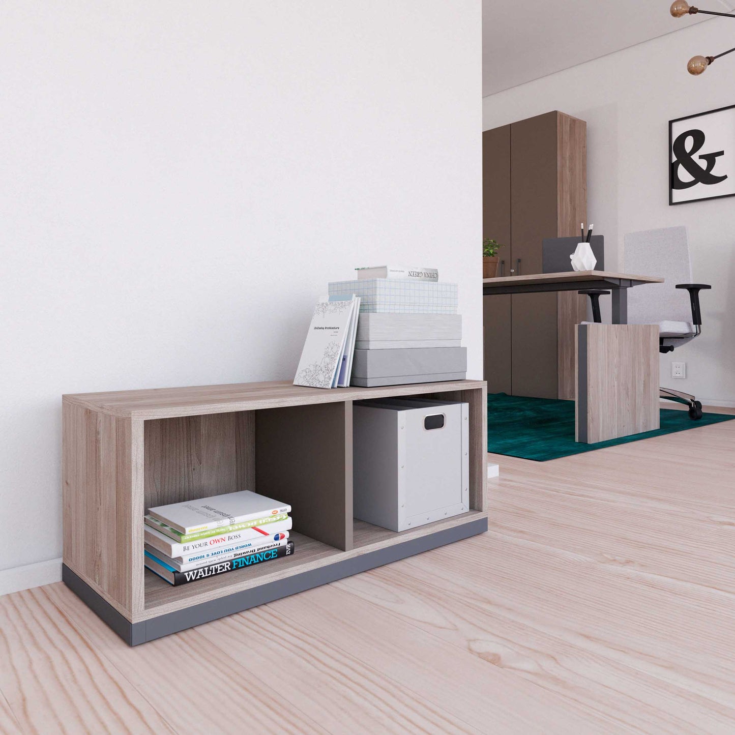 CHOICE Bibliothèque | 1 oh, 1000 x 410 mm, gris de chêne nord / gris cubanite