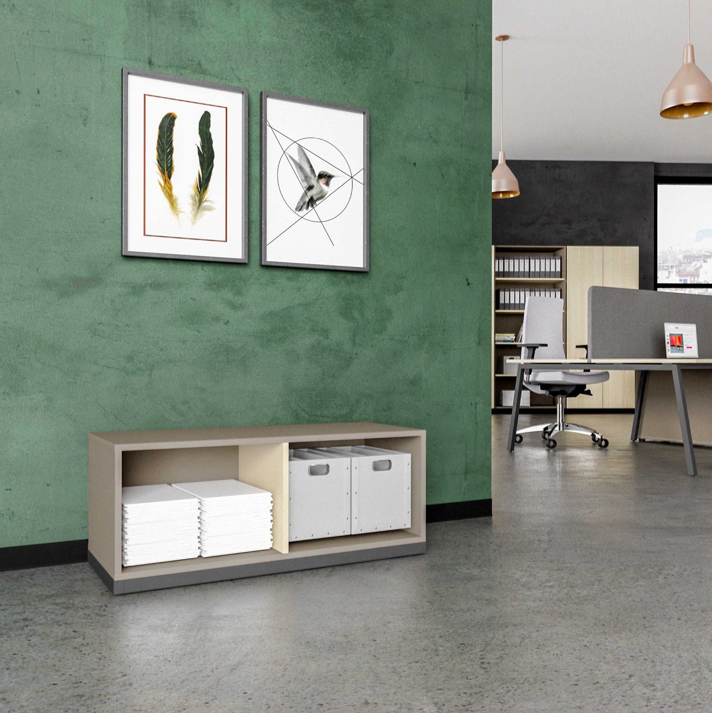 CHOICE Bibliothèque | 1 oh, 1000 x 410 mm, cendres gris / sable cubanite