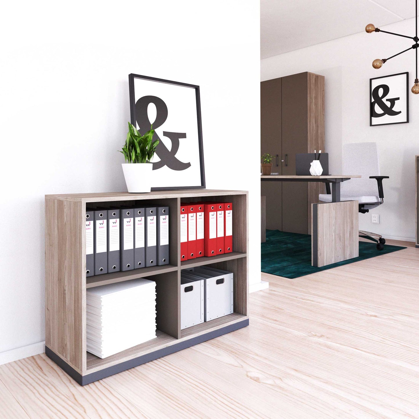 CHOICE Bibliothèque | 2 oh, 1000 x 760 mm, gris de chêne nord / cubanite gris