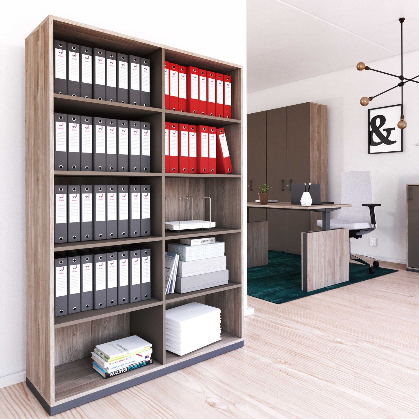 CHOICE Bibliothèque | 5 oh, 1200 x 1820 mm, gris de chêne nord / gris cubanite