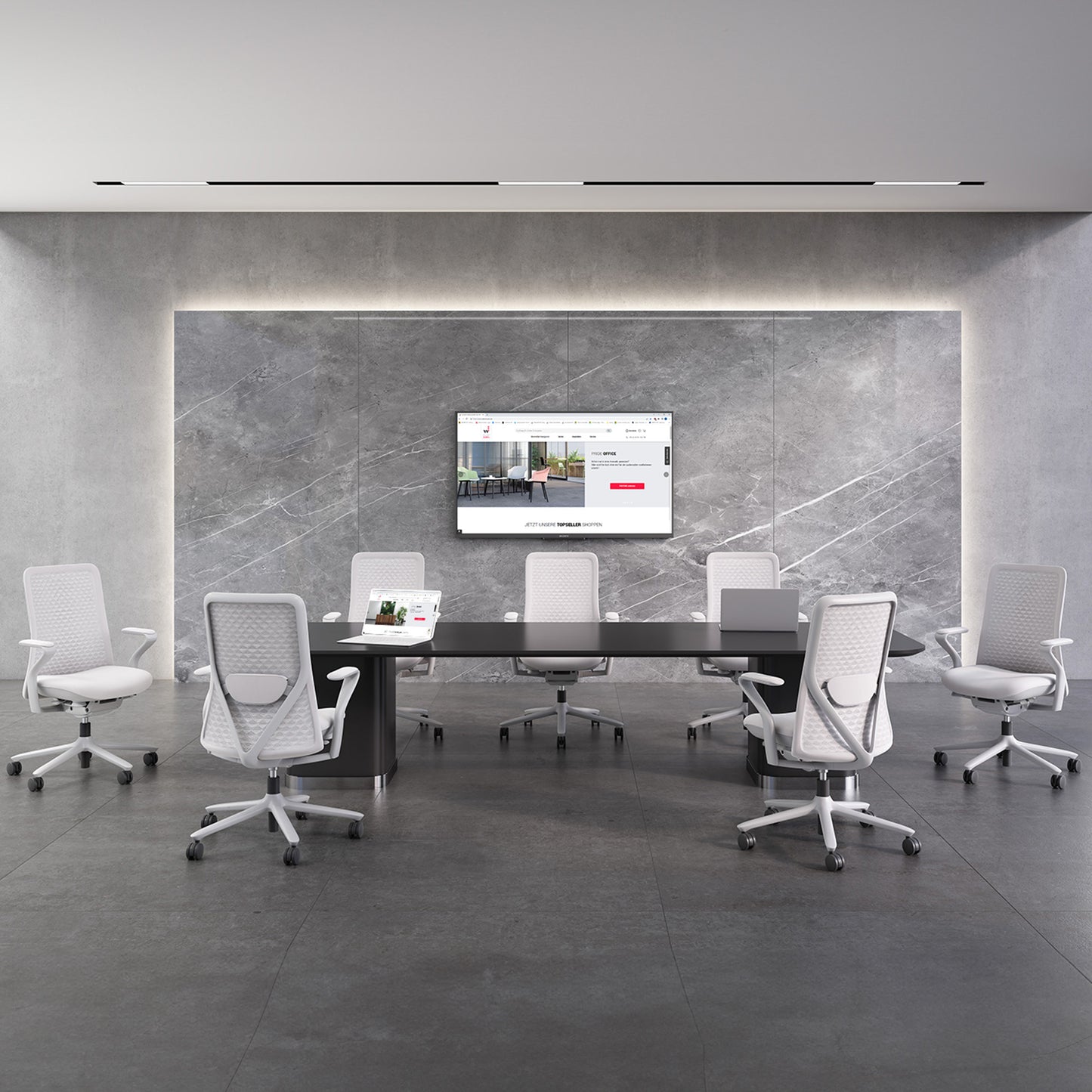 POLY Office swinging chair | Premium swinging chair lordosis support, breathable 3D-KNIT cover, light gray
