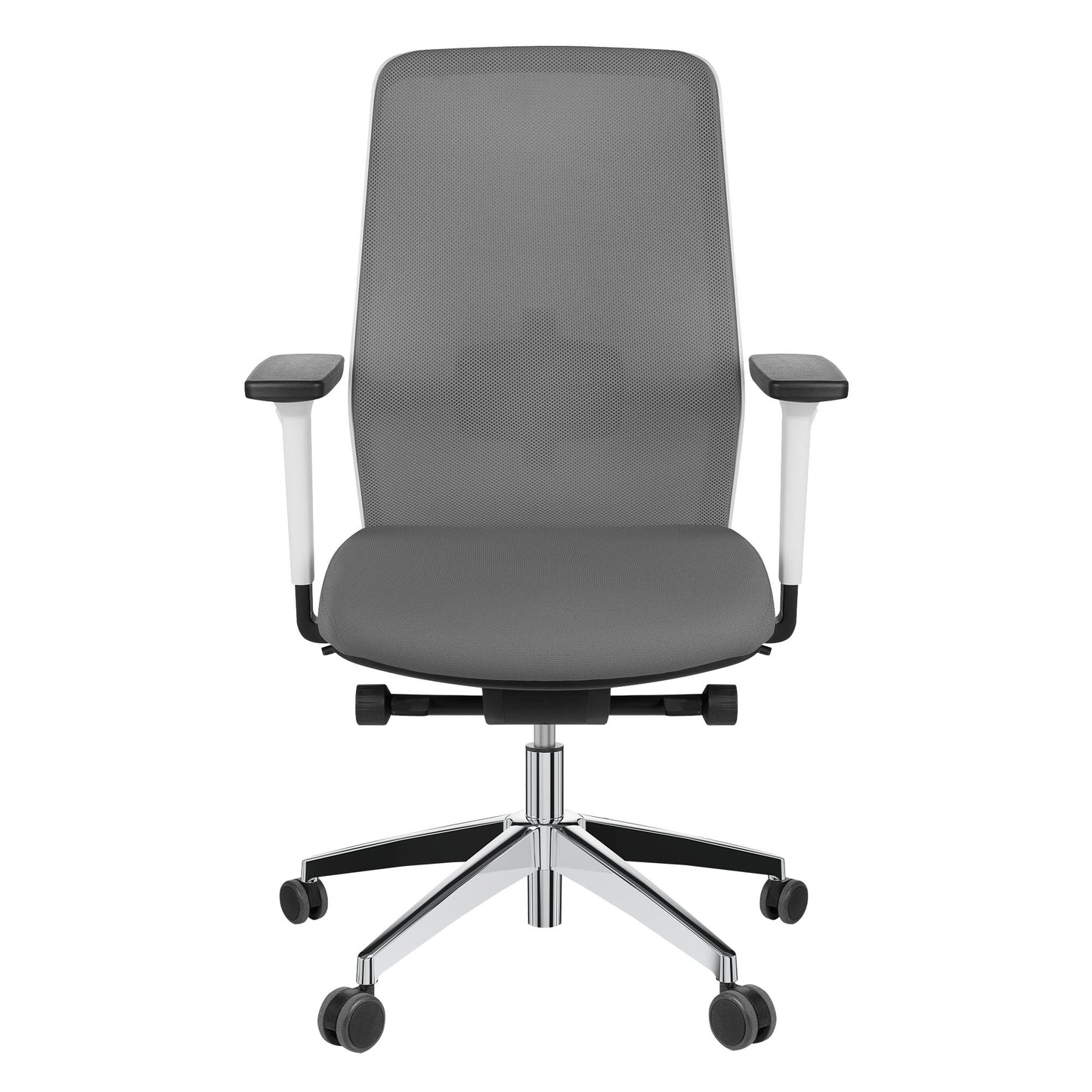 SURF office swivel chair | Synchronous mechanism, 3D armrests, brown-gray / metal gray