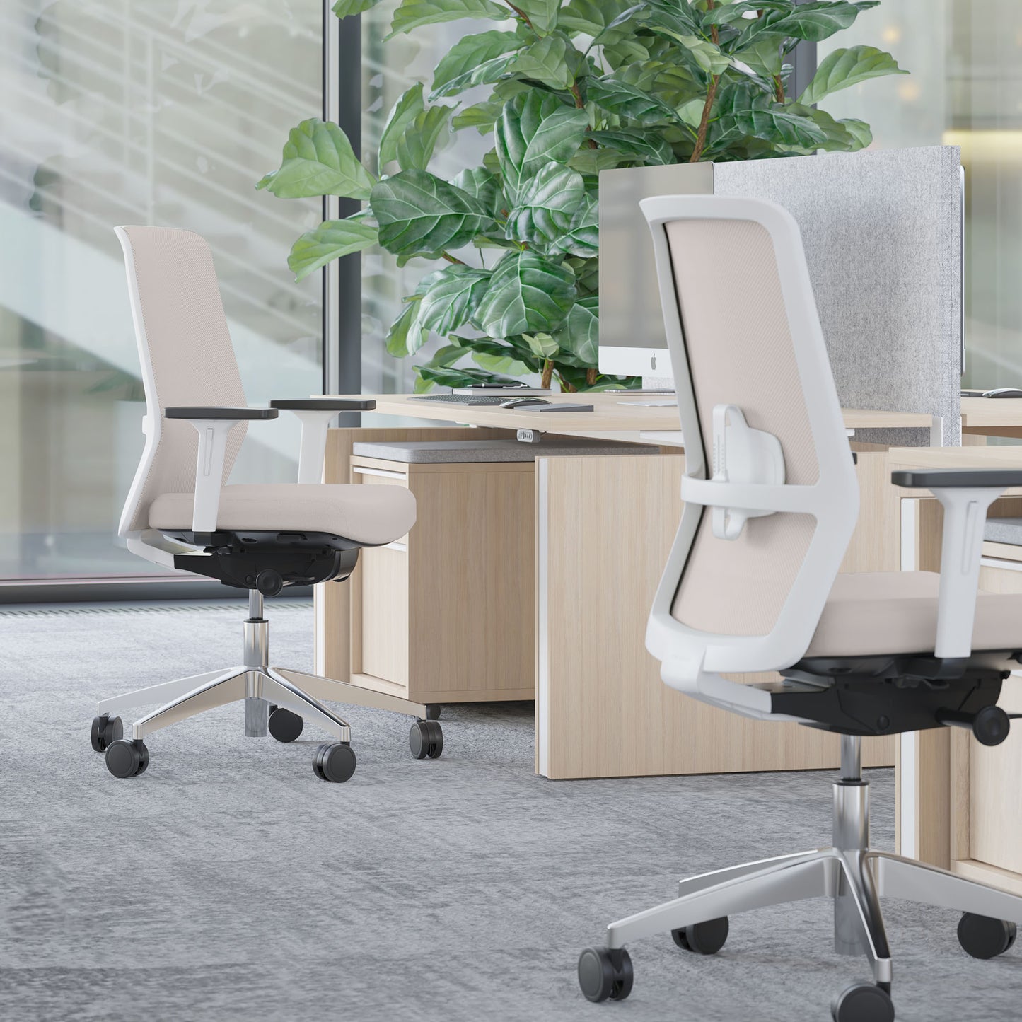 SURF office swivel chair | Synchronous mechanism, 3D armrests, cappuccino / cotton gray