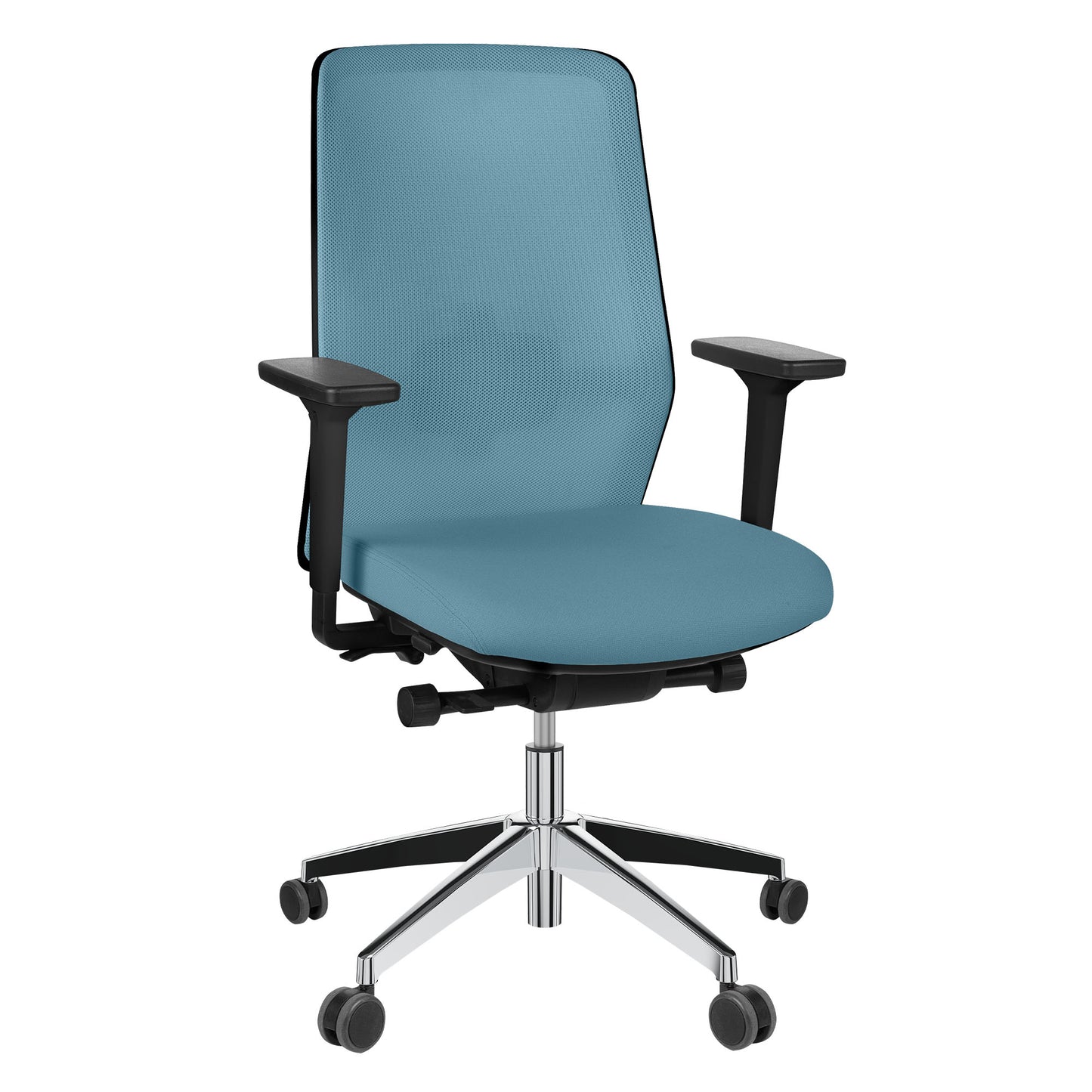 SURF office swivel chair | Synchronous mechanism, 3D armrests, sky blue / azure blue