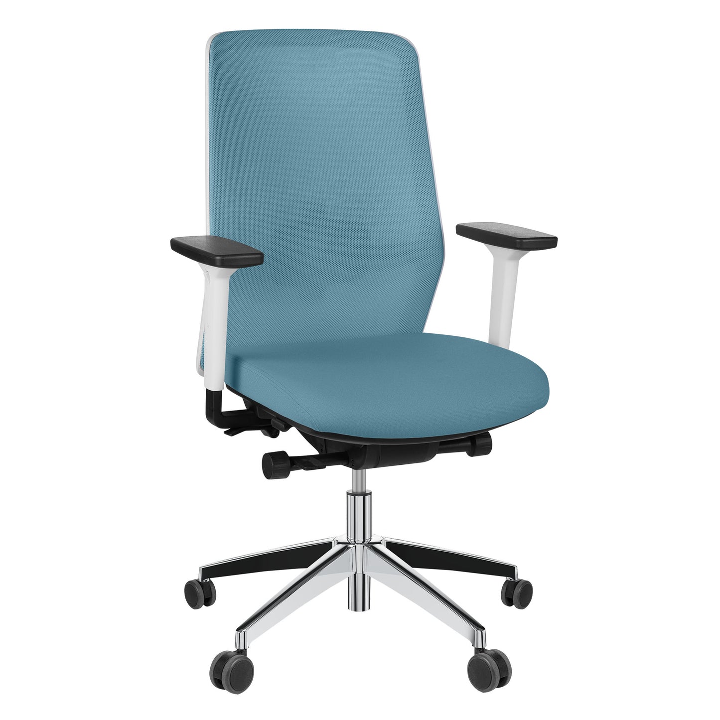 SURF office swivel chair | Synchronous mechanism, 3D armrests, sky blue / azure blue