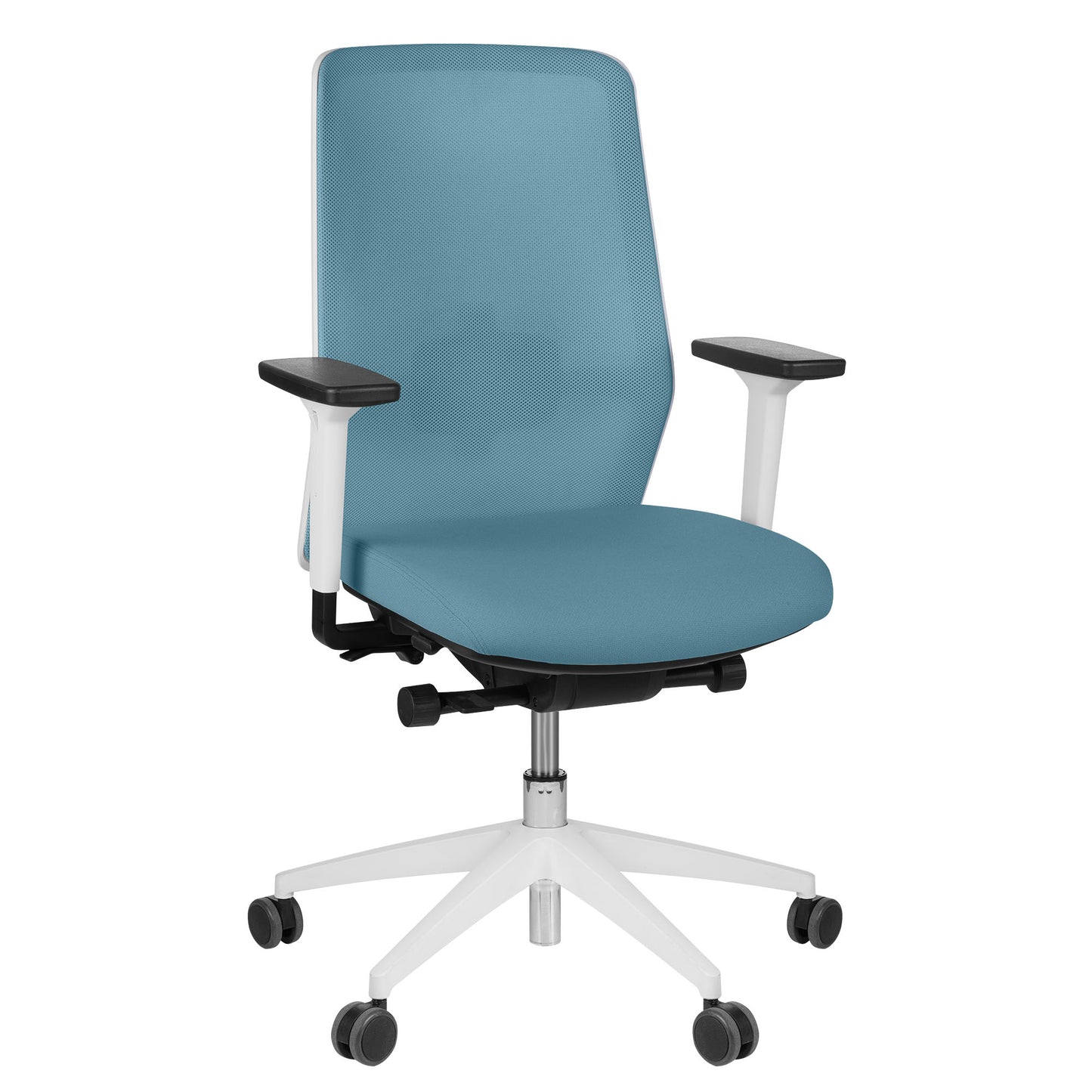SURF office swivel chair | Synchronous mechanism, 3D armrests, sky blue / azure blue